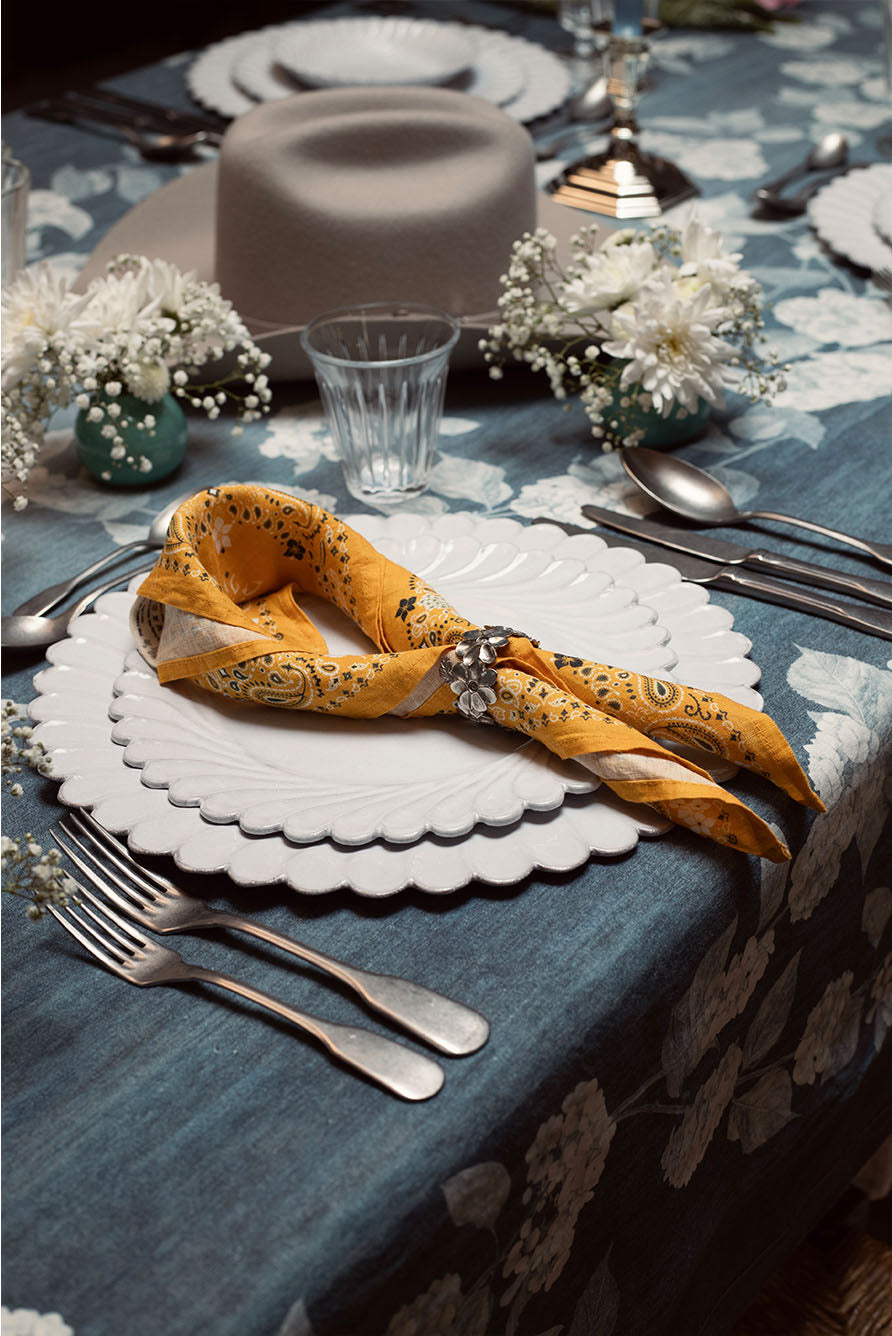 'Bandana' Linen Napkin in Lemon Yellow, 50x50cm