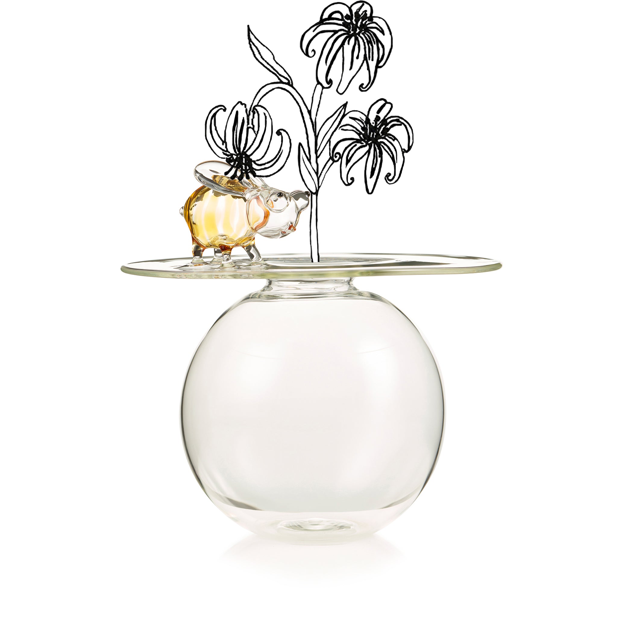 Handblown Glass Bee Vase, 17cm