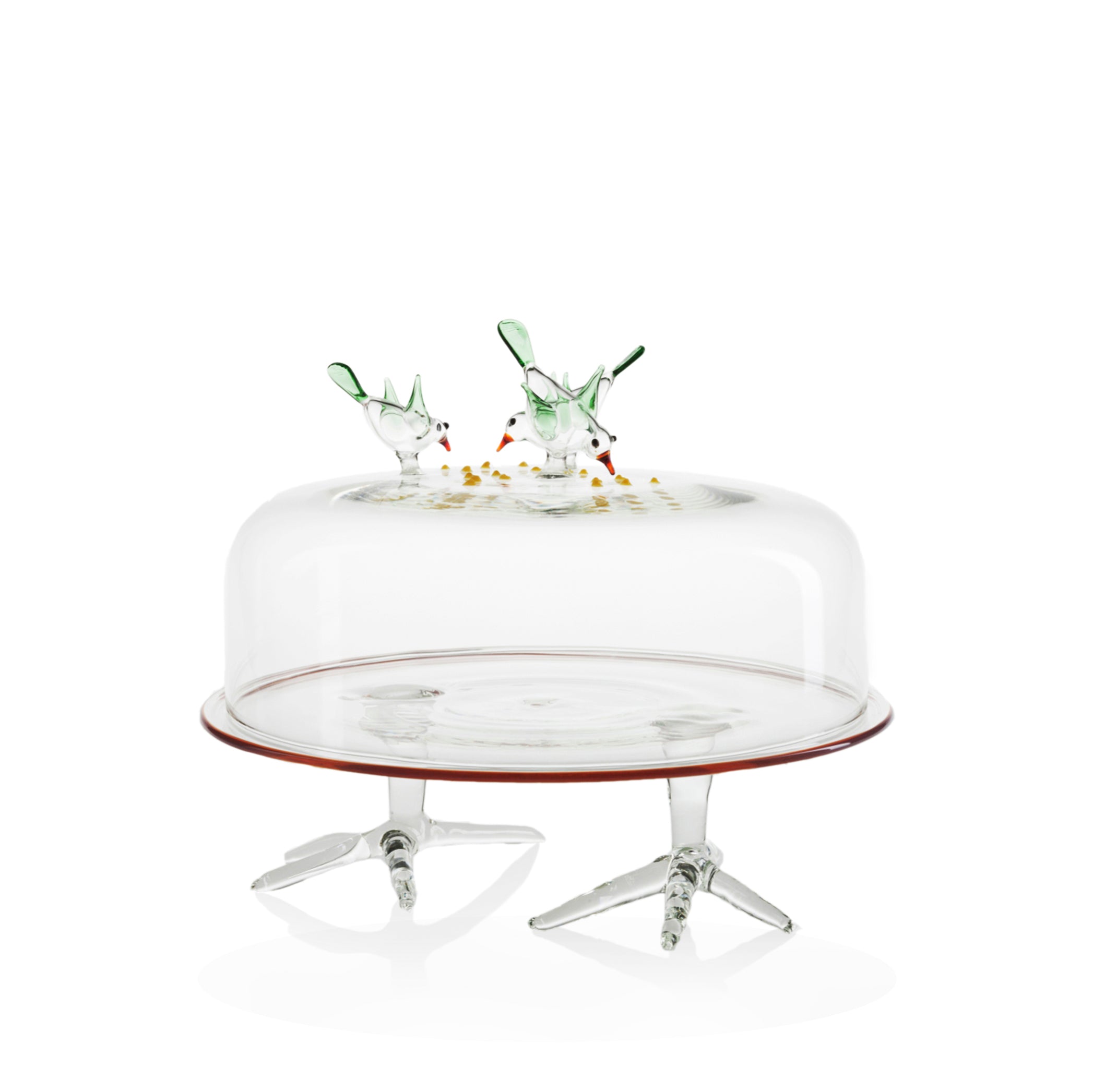 Handblown Glass Bird Seed Cake Stand, 31cm