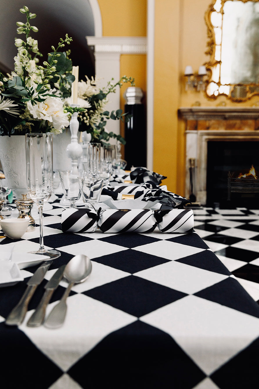 'Black Check' Summerill & Bishop x Claridge's Linen Napkin, 50x50cm