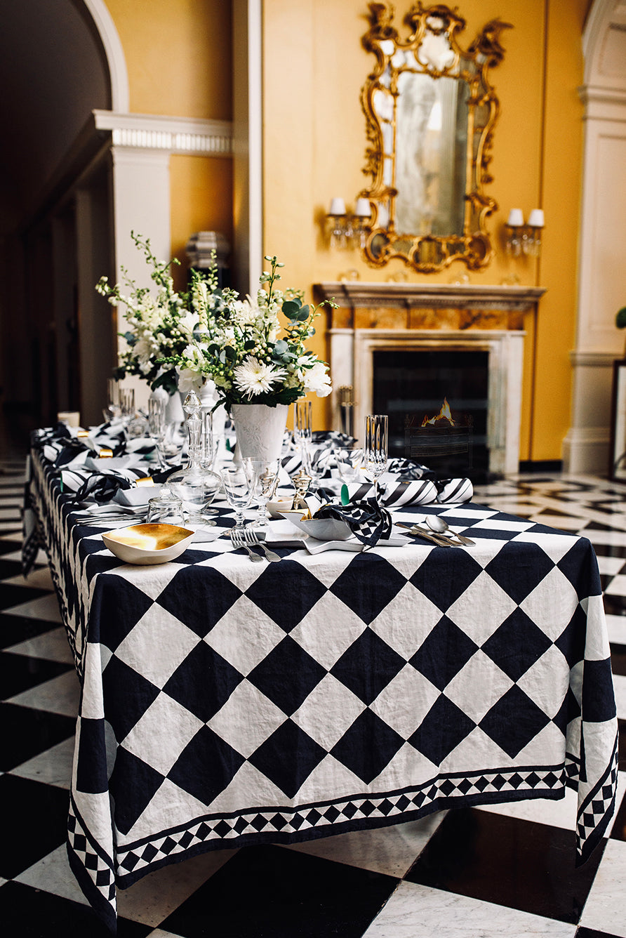 'Black Check' Summerill & Bishop x Claridge's Linen Tablecloth