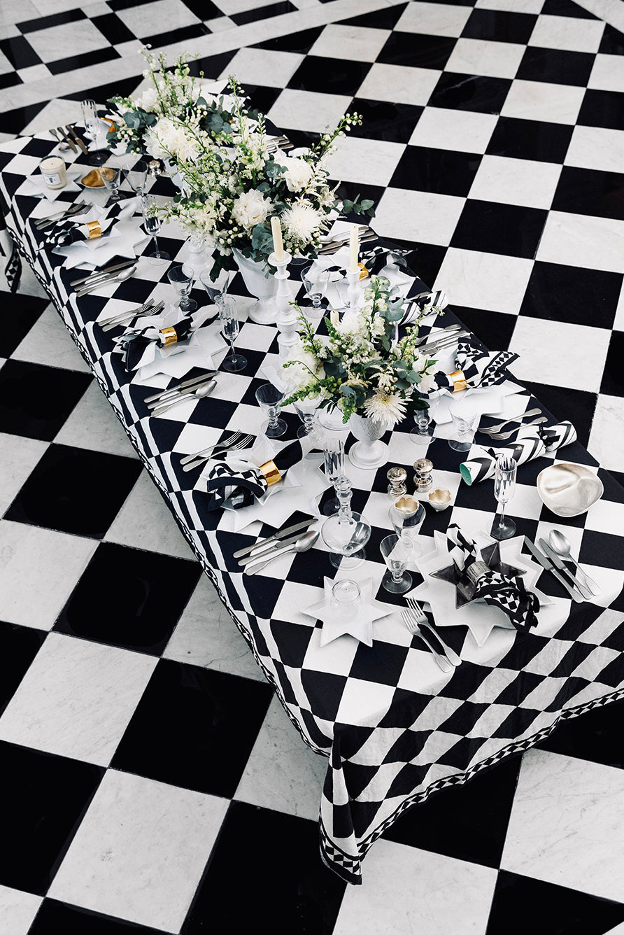 'Black Check' Summerill & Bishop x Claridge's Linen Tablecloth