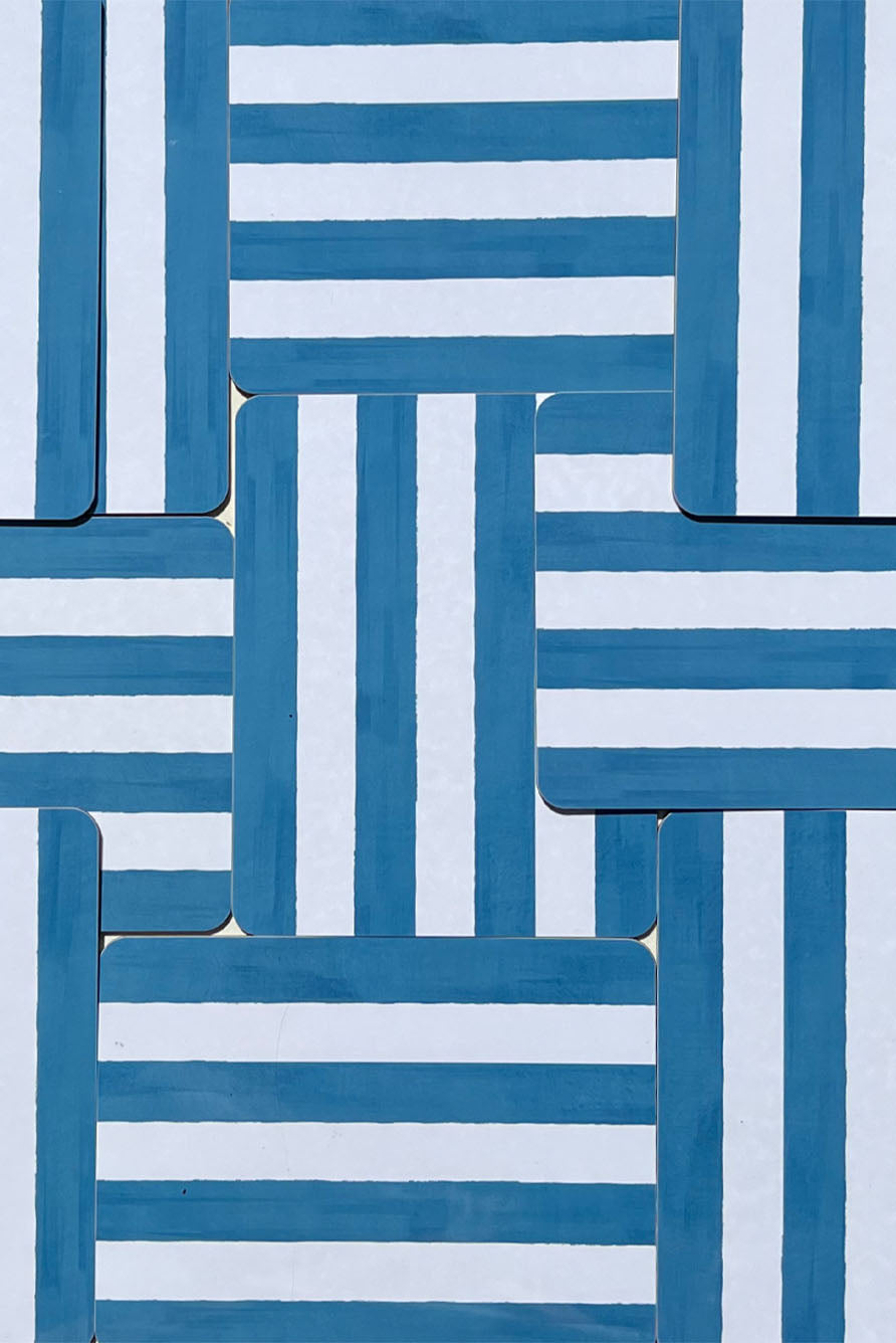 'Stripe' Cork-Backed Placemat in Sky Blue, 29 x 38cm