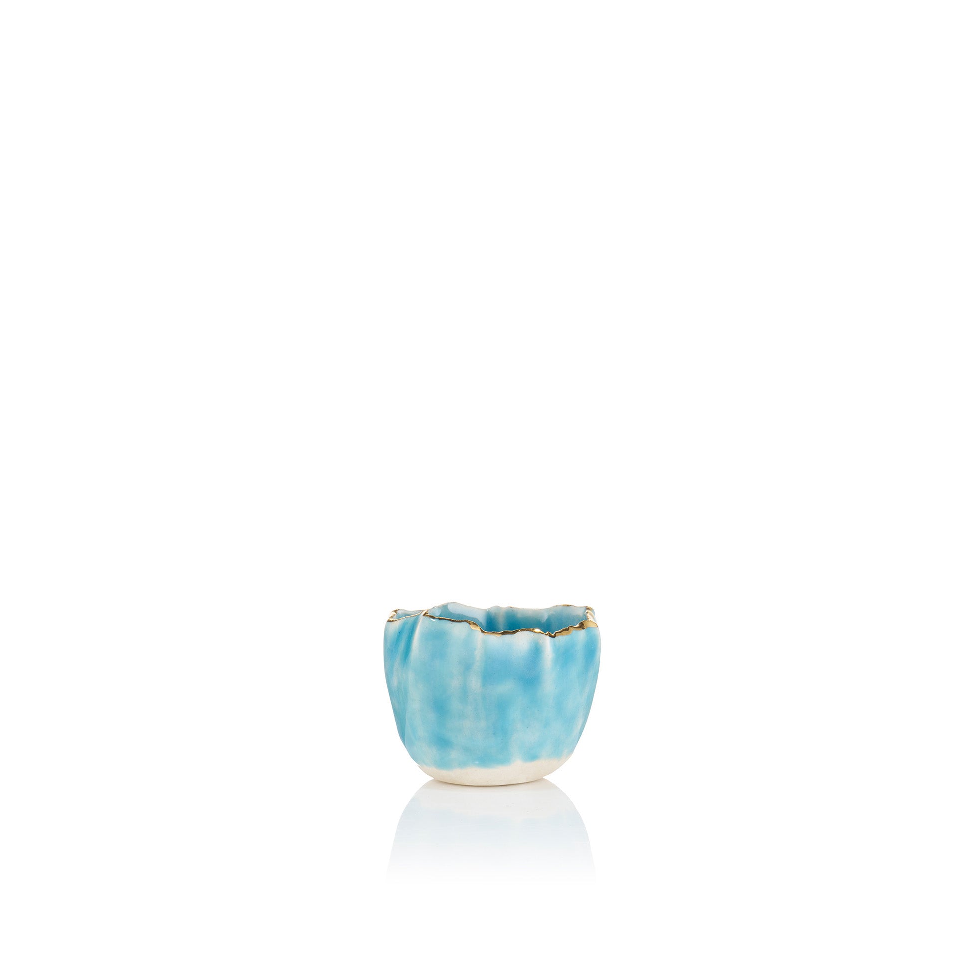 Gold Rim Blue Pinch Pot, 5cm