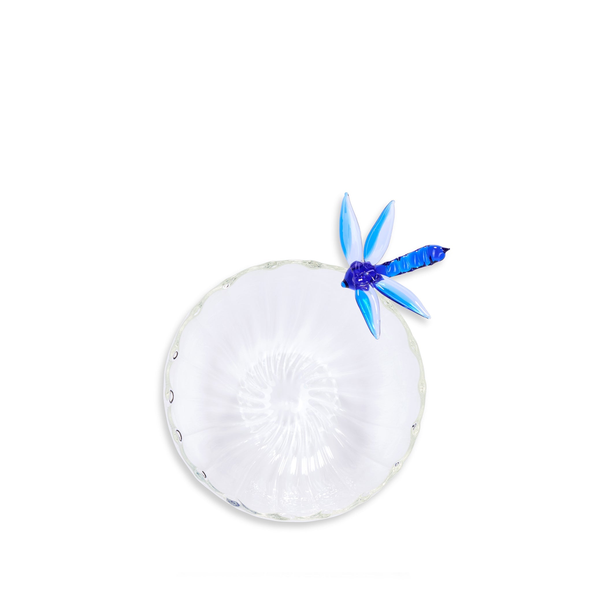 S&B Exclusive Handblown Glass Dragonfly Bowl in Blue
