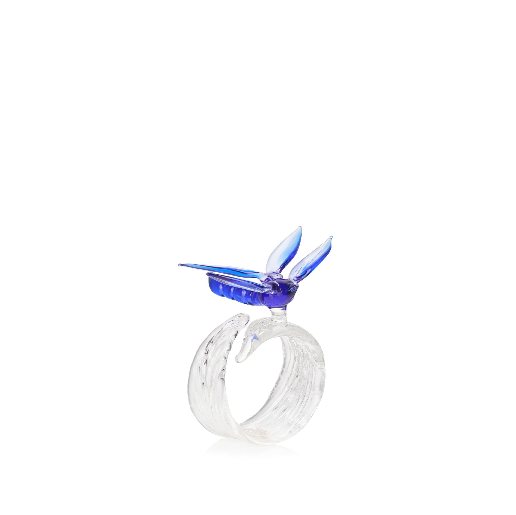 S&B Exclusive Handblown Glass Dragonfly Napkin Ring in Blue