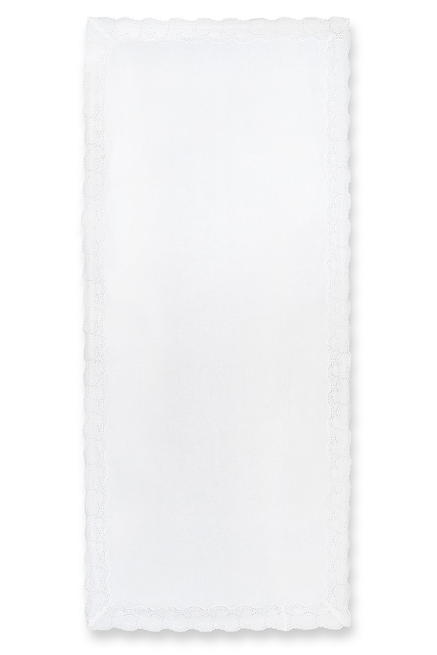 'Broderie Anglaise' White Linen Tablecloth