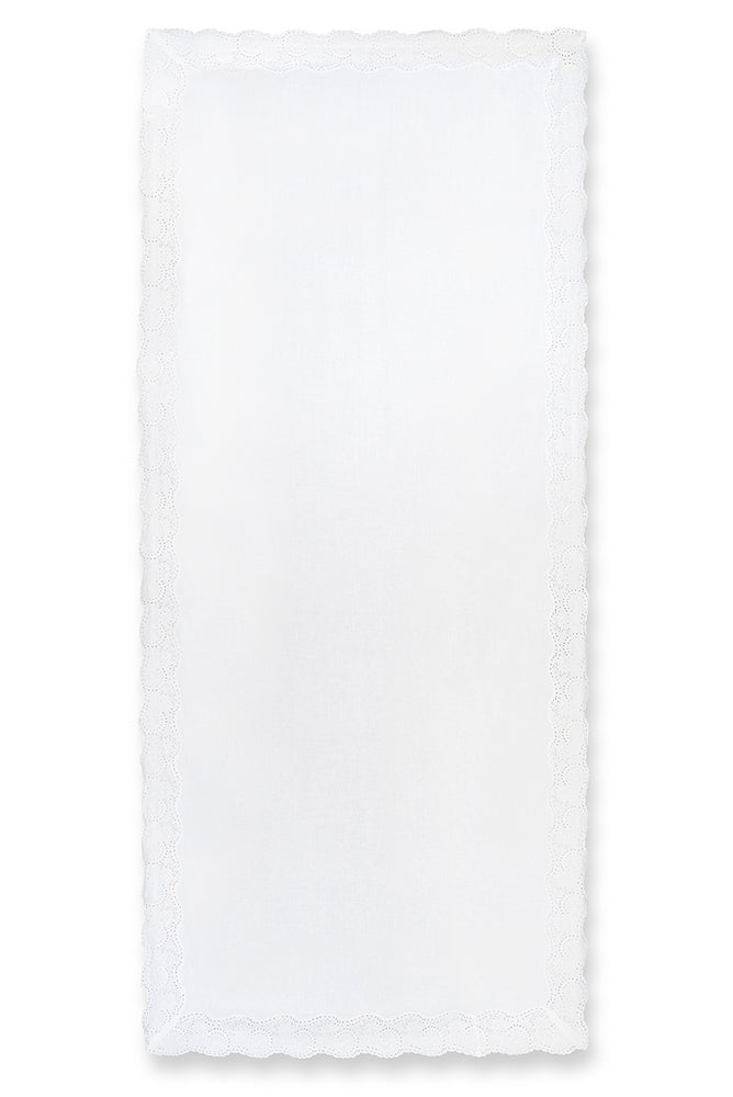'Broderie Anglaise' White Linen Tablecloth
