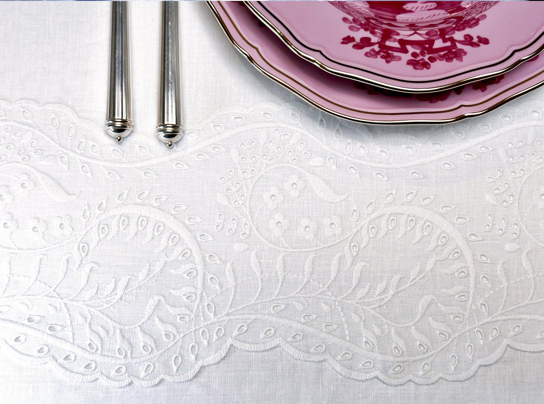 'Broderie Anglaise' Linen Napkin, 50 x 50cm