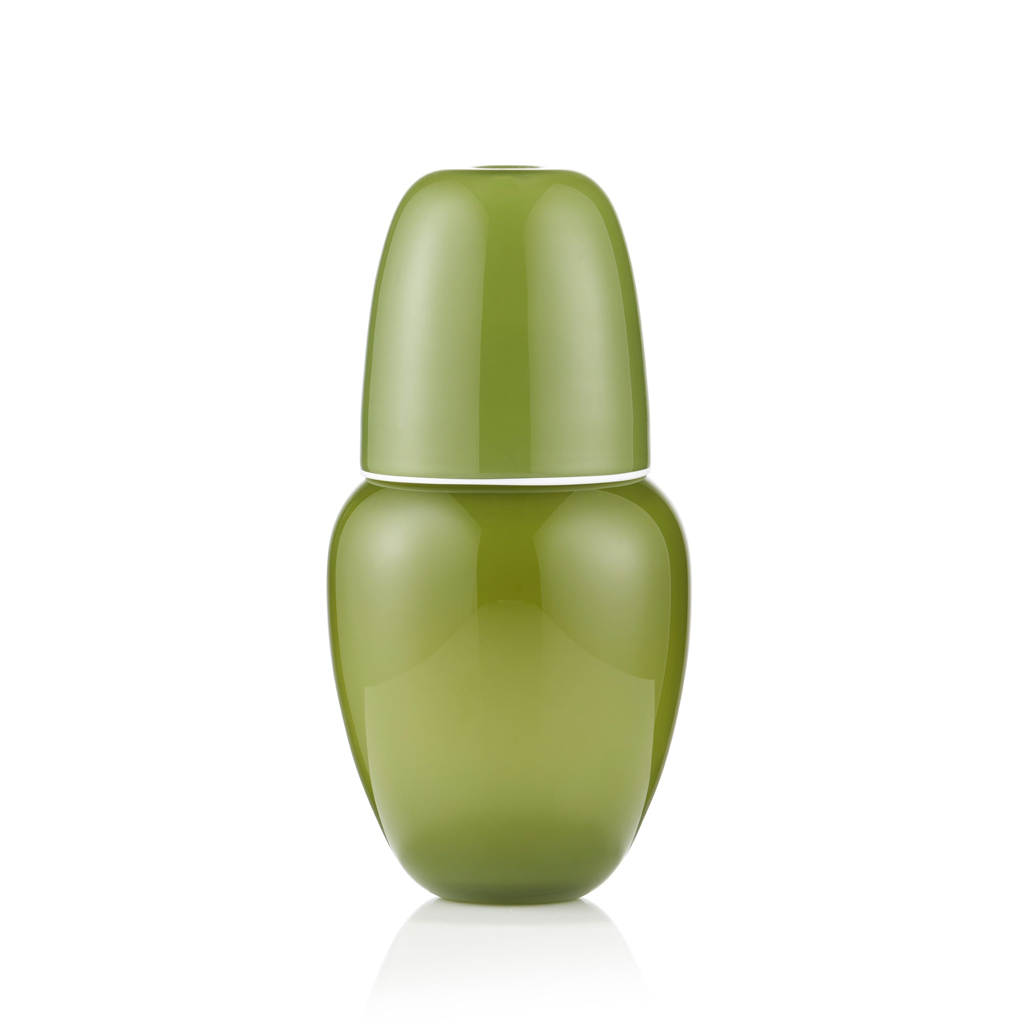 Handblown Glass Bumba Bedside Carafe and Tumbler Set in Apple Green