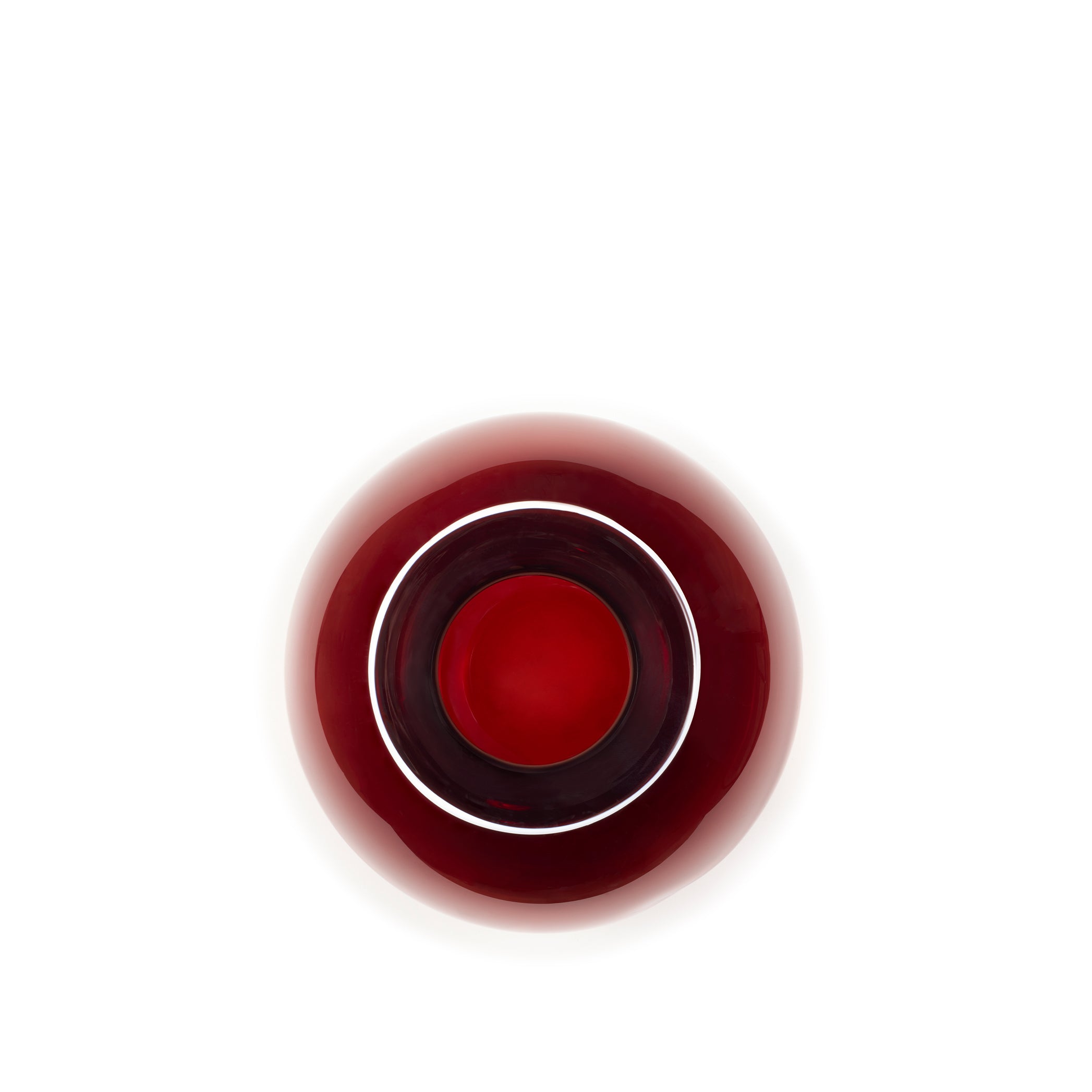Handblown Bumba Glass Round Vase in Claret Red, 14cm