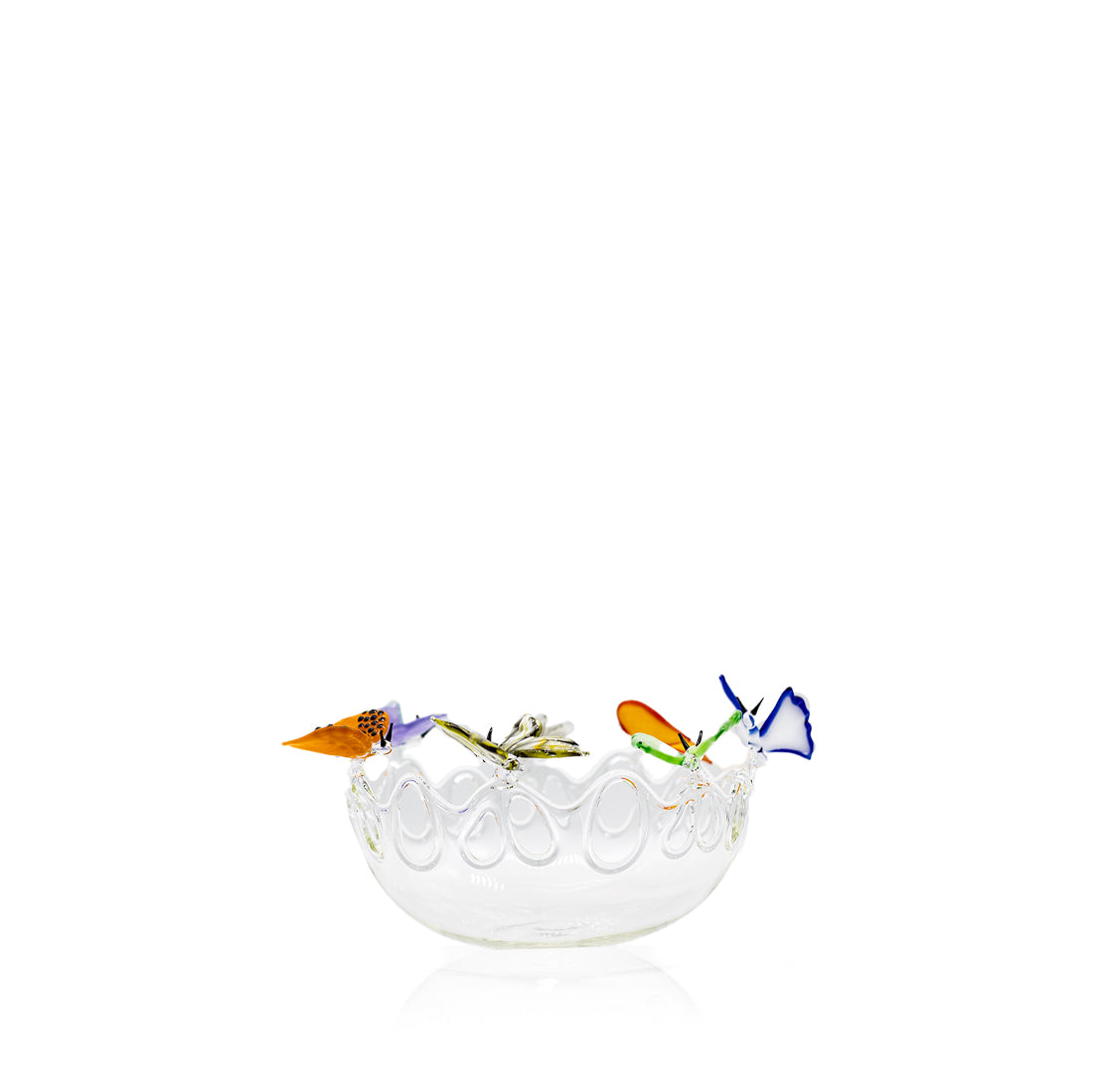 Handblown Butterflies Clear Fruit Platter, 29cm
