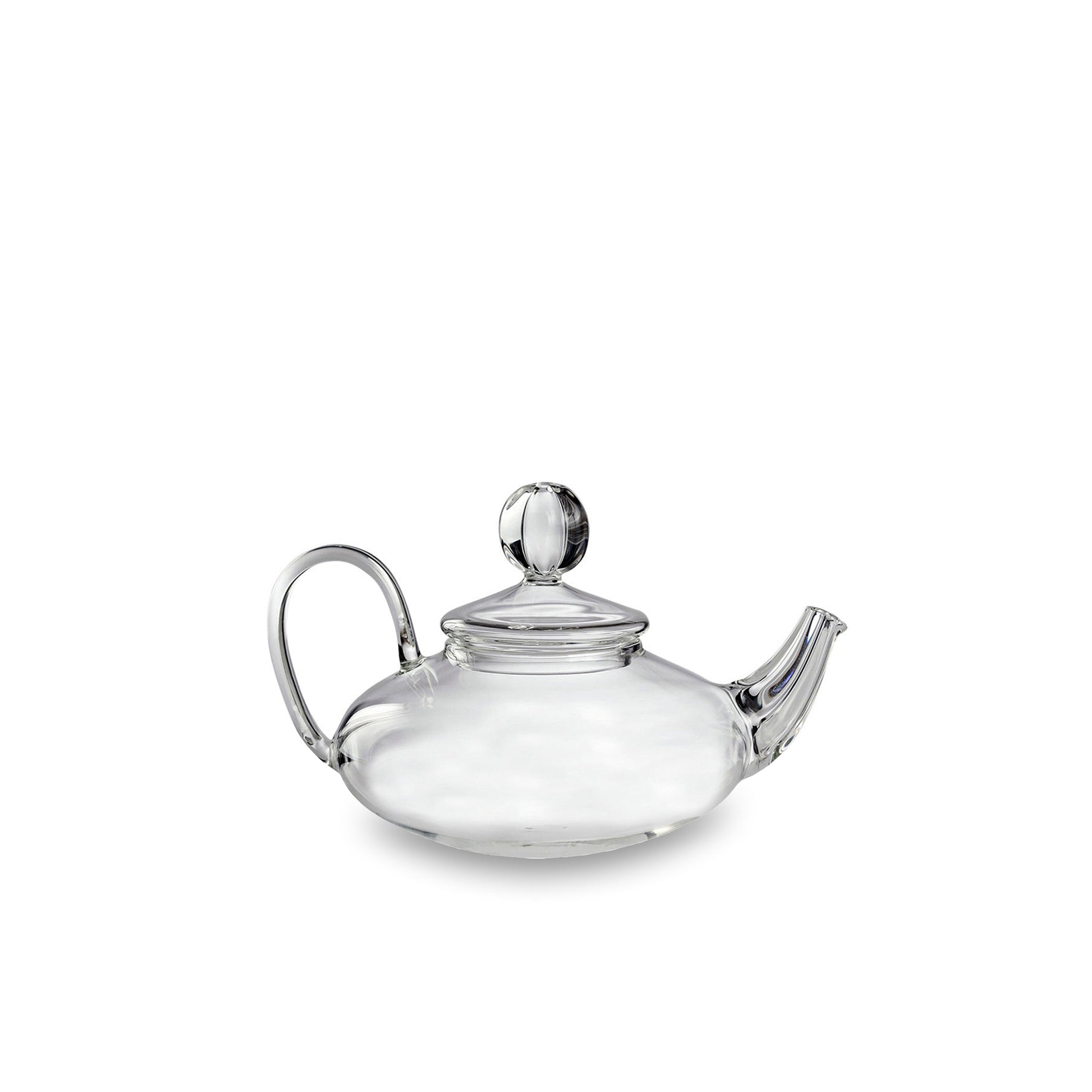 Clear Handblown Glass Low Teapot, 22cm