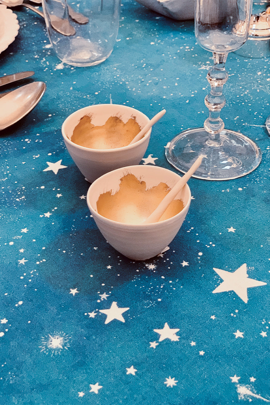 'Celestial Stars' Linen Tablecloth in Blue