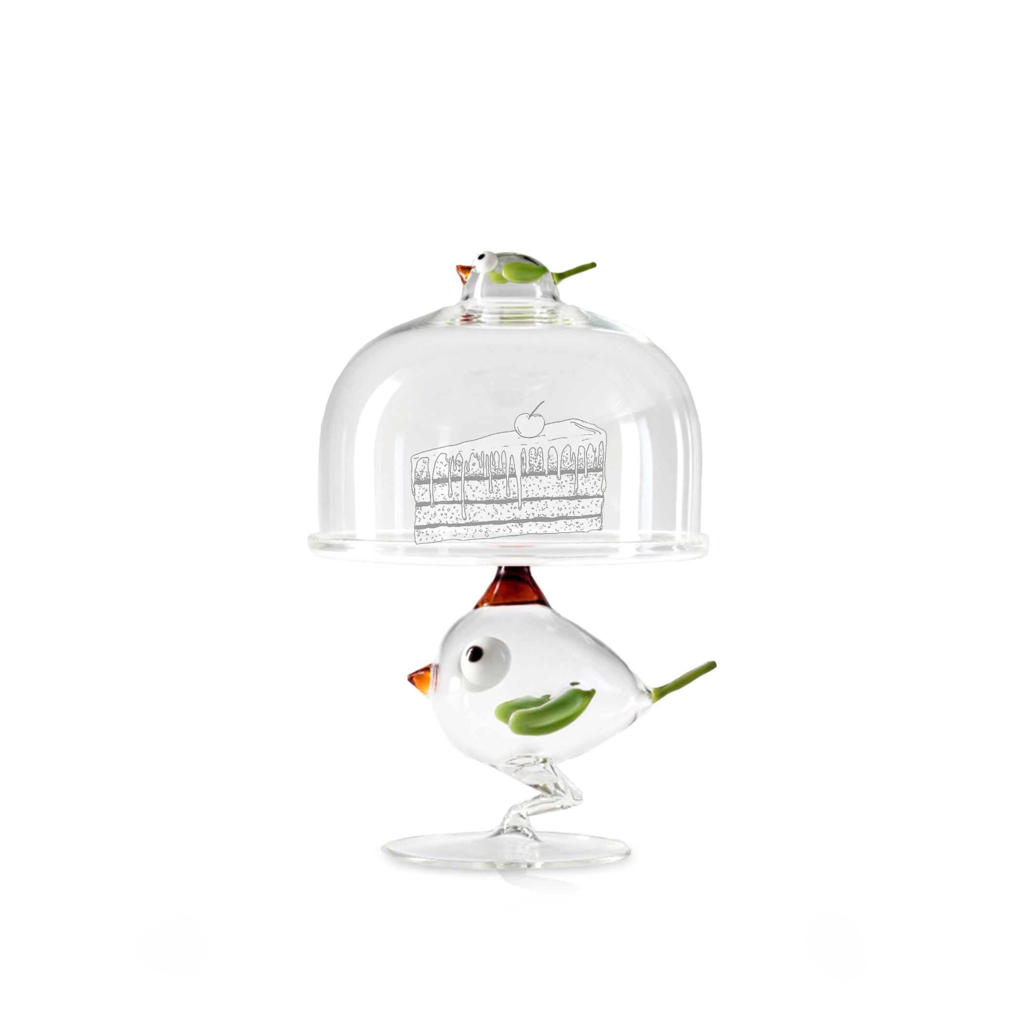 Handblown Glass Chick Cake Stand, 30cm