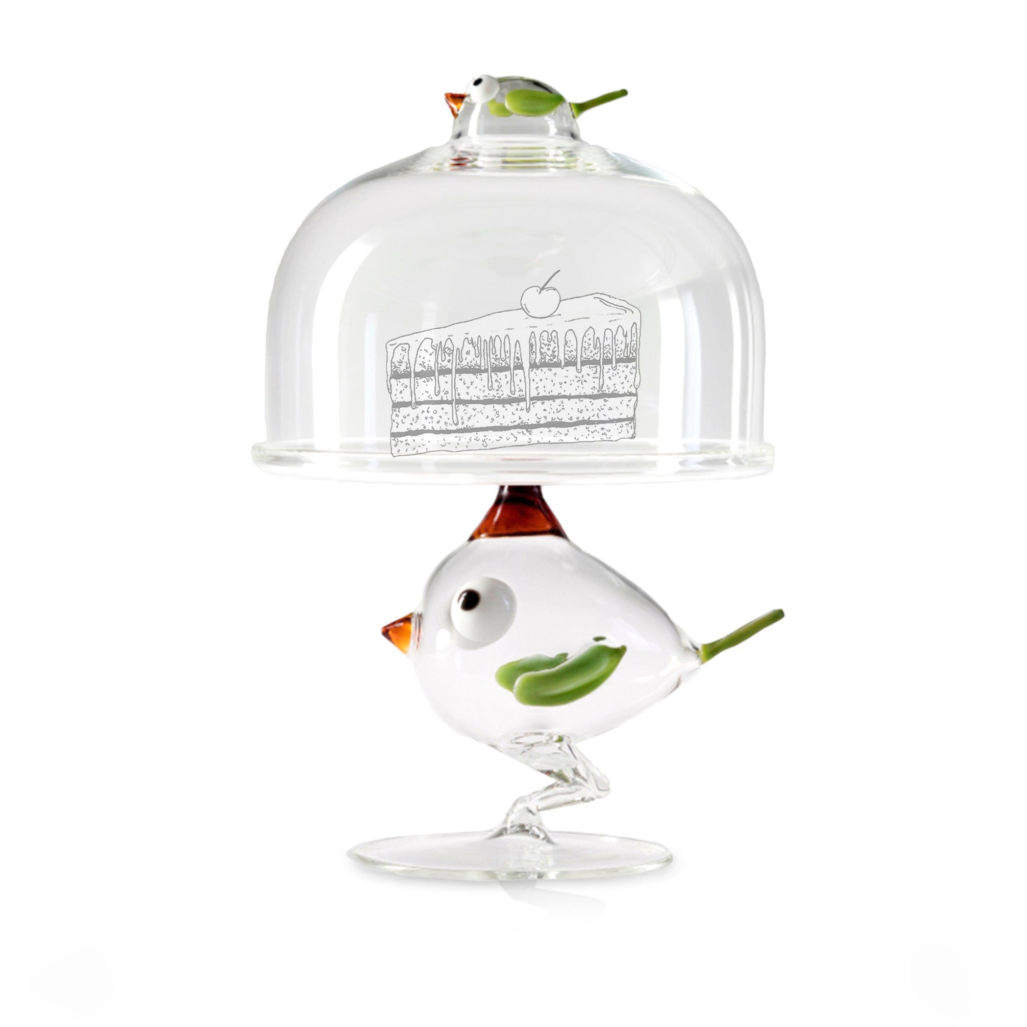 Handblown Glass Chick Cake Stand, 30cm