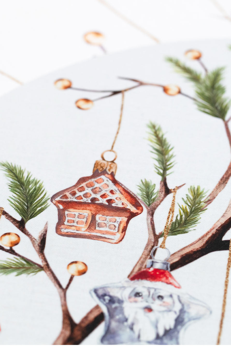 'Christmas Ornaments' Round Cork-Backed Placemat, 34cm