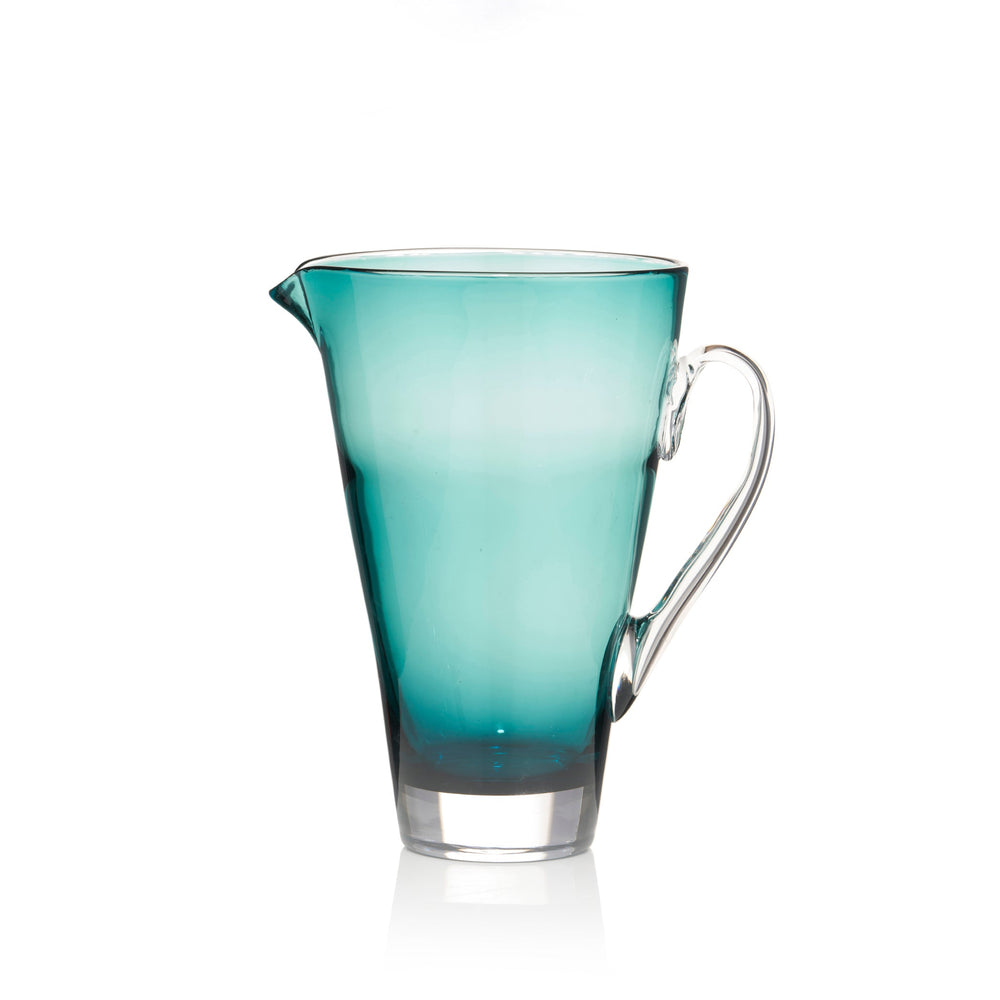 Handblown Glass 'Clair' Jug in Petrol Blue, 23cm