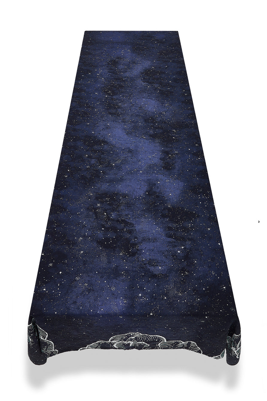 Constellation Linen Tablecloth in Cosmic Blue