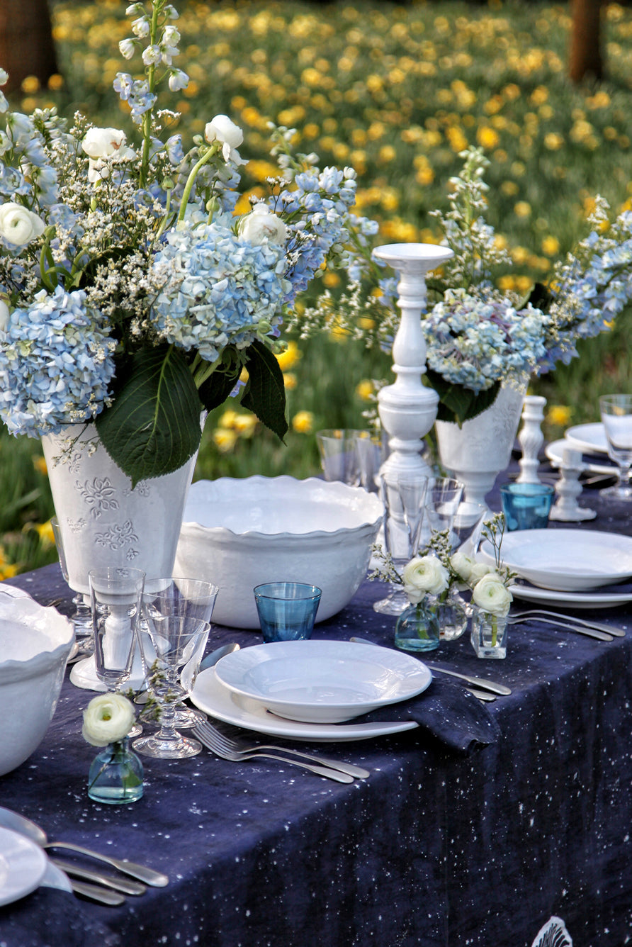 Constellation Linen Tablecloth in Cosmic Blue