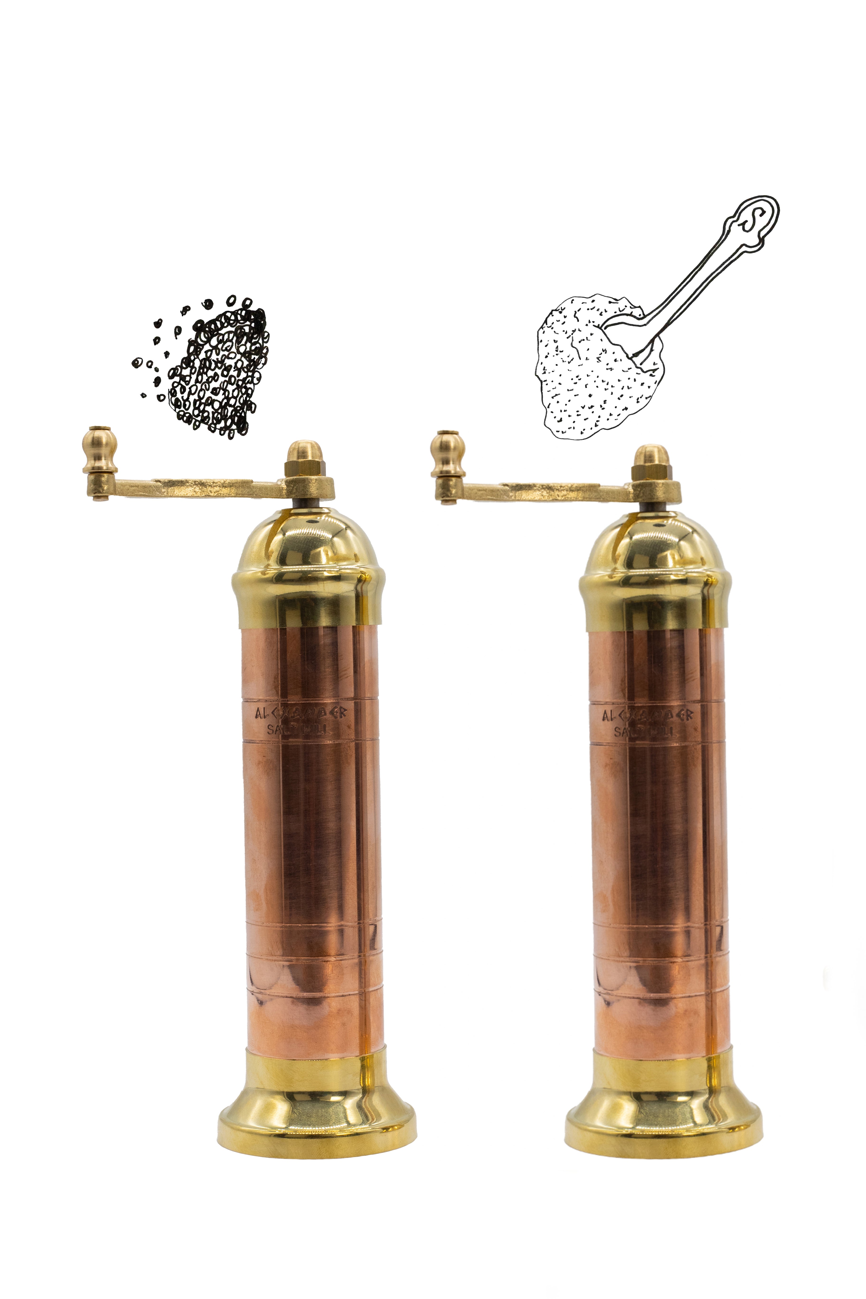 Atlas Polished Copper & Brass Salt & Pepper Mills, 20.5cm