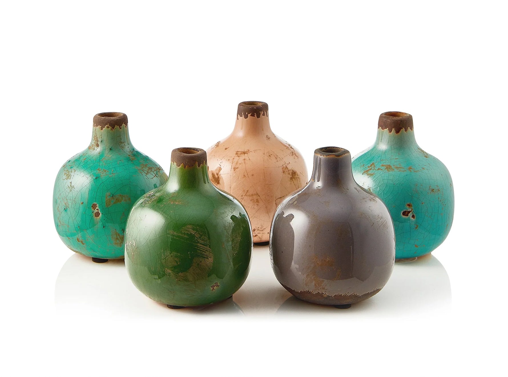 Ceramic Crackled Vase in Old Rose