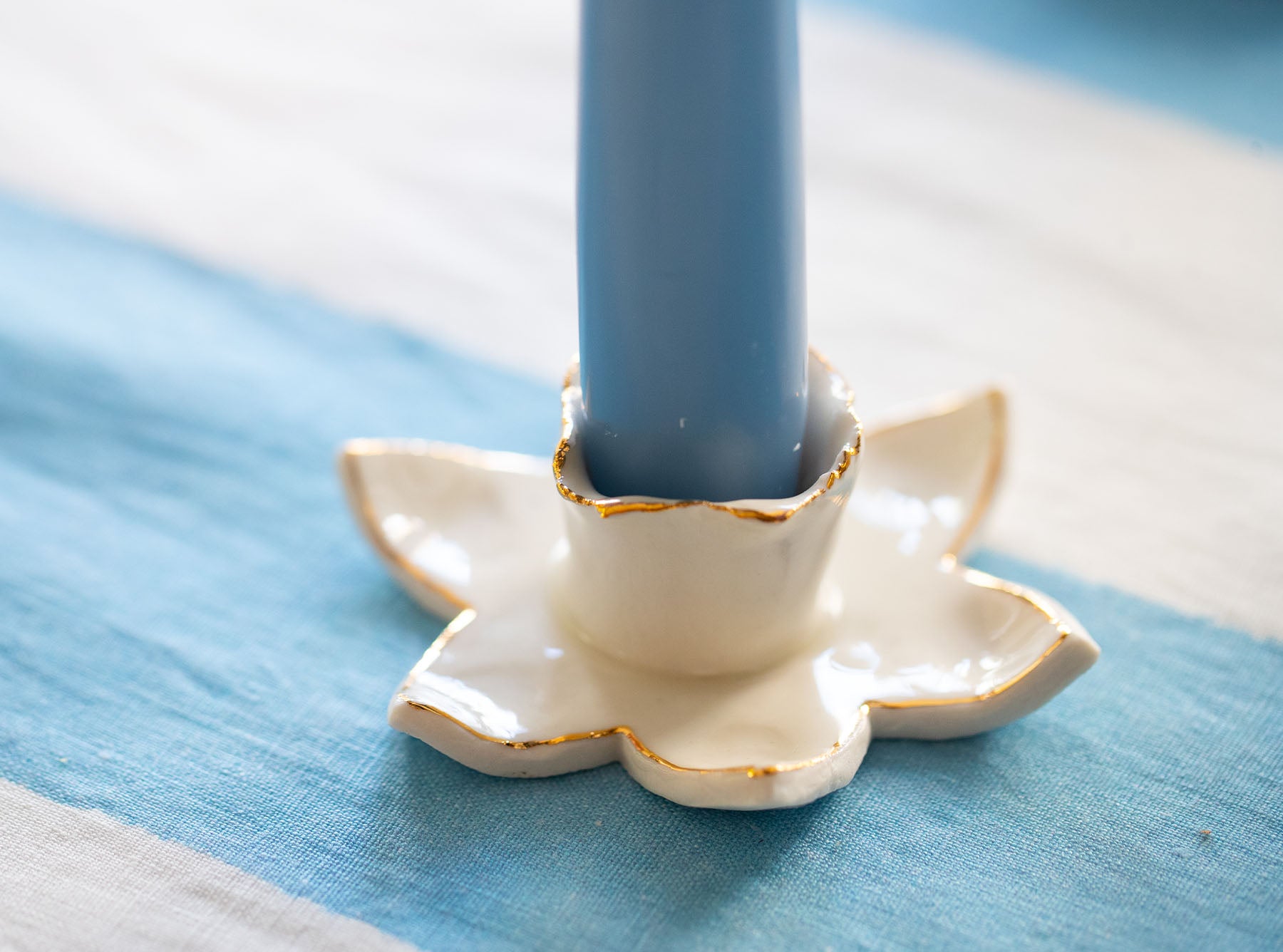 HB Daffodil Candle Holder with Gold Rim, 6cm