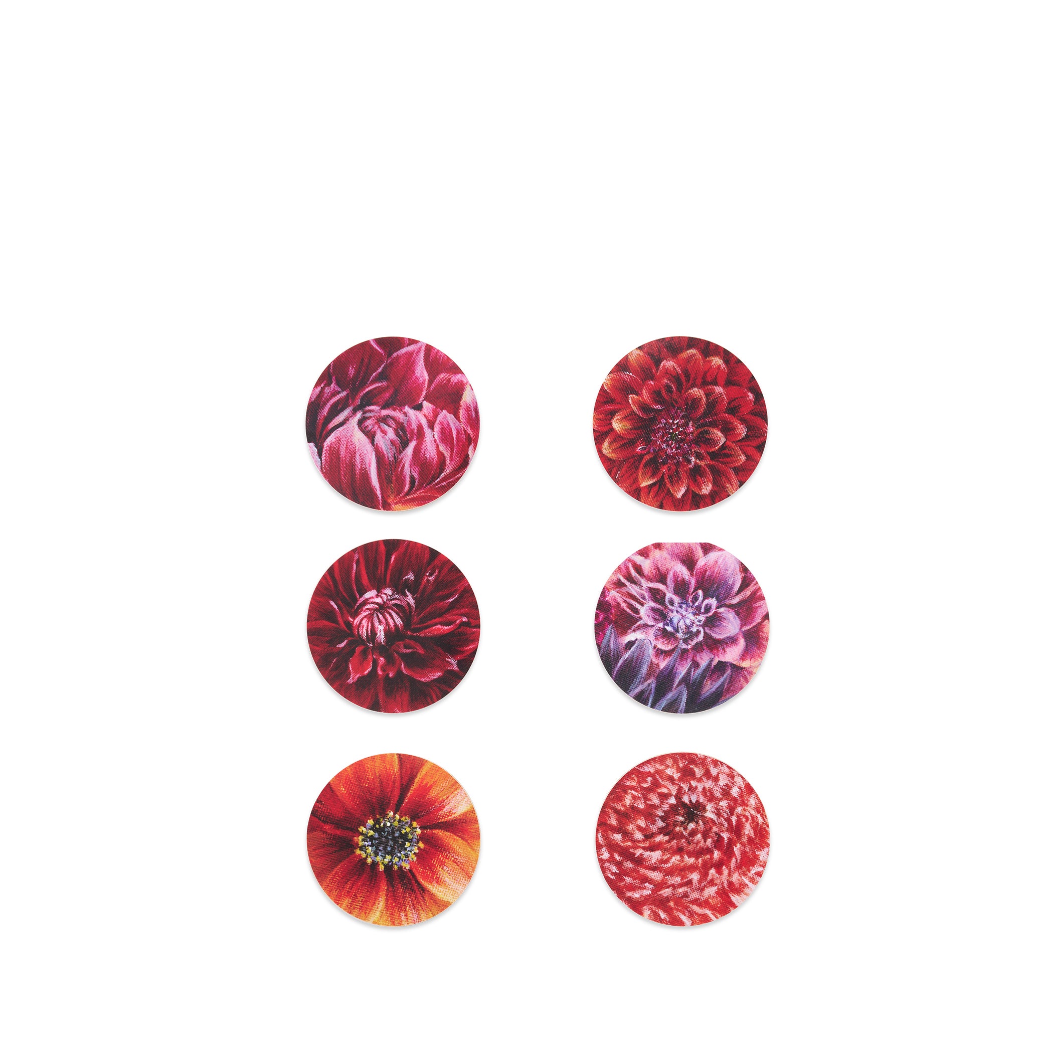 Set of 6 'Dahlia' Cork-Backed Coasters