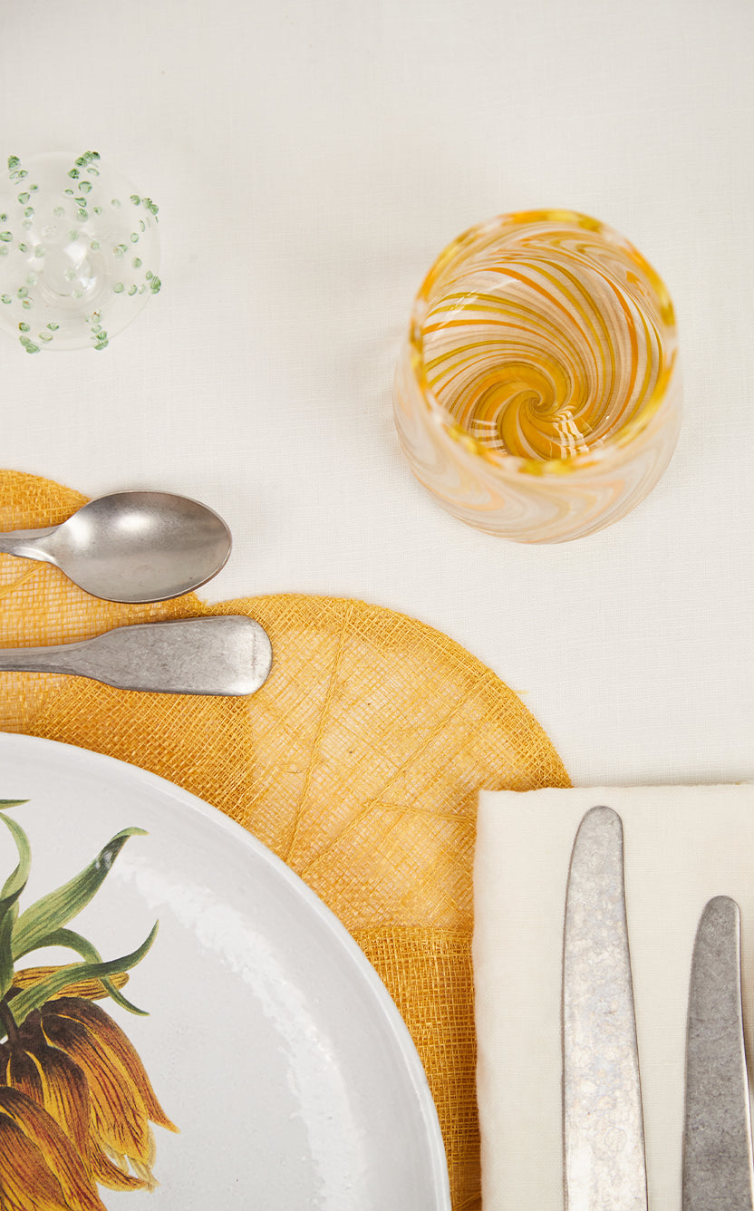 Flower Woven Sinamay Placemat in Lemon Yellow, 40cm