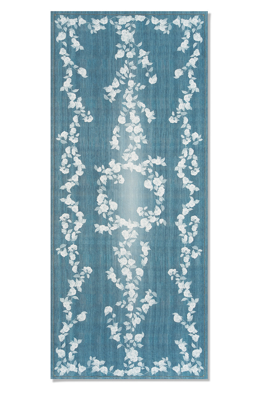 S&B x Blackberry Farm Denim Hydrangea Linen Tablecloth