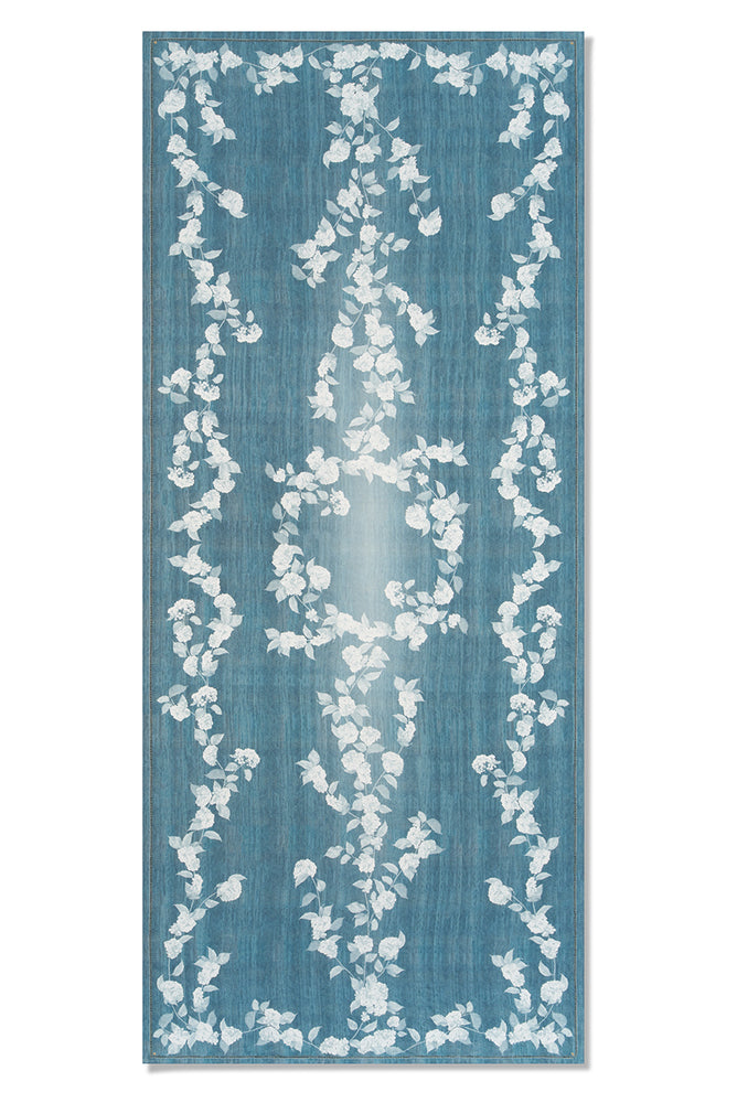 S&B x Blackberry Farm Denim Hydrangea Linen Tablecloth