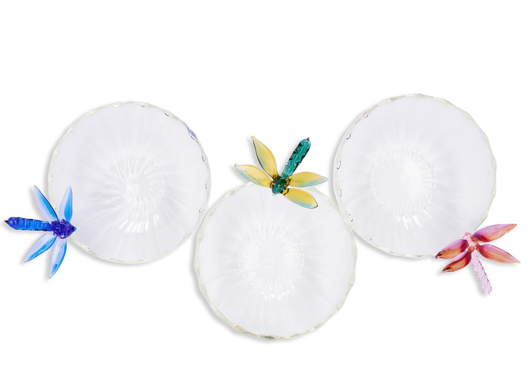 S&B Exclusive Handblown Glass Dragonfly Bowl in Blue