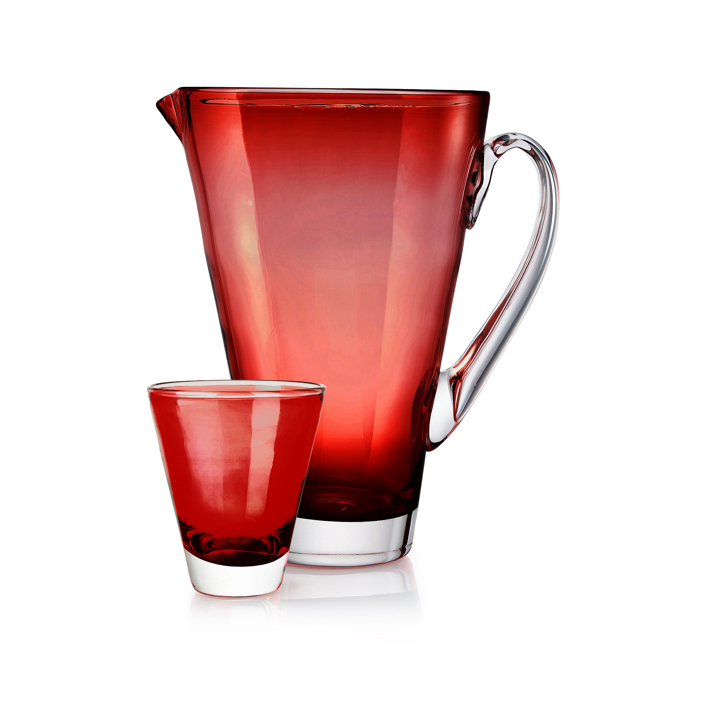 Handblown Glass 'Clair' Jug in Claret Red, 23cm