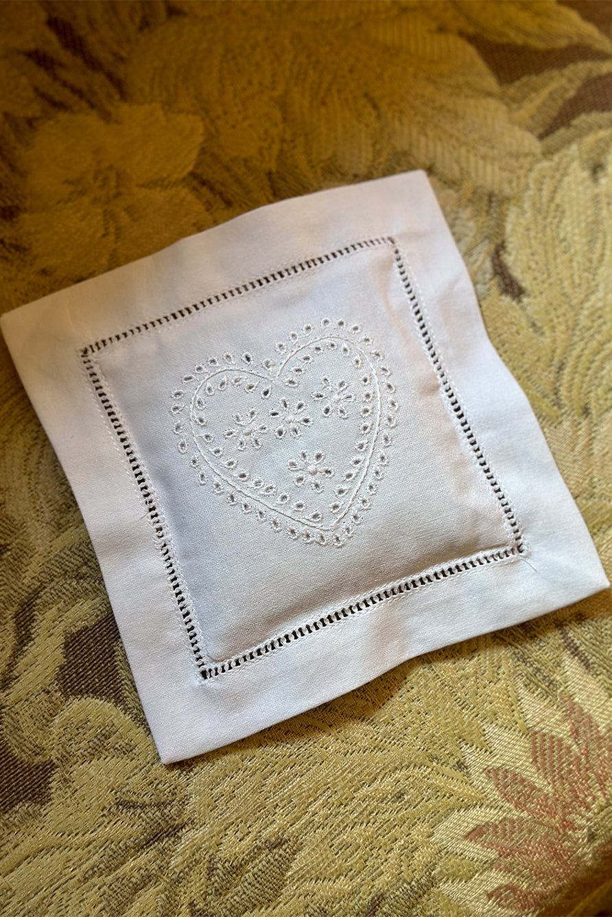 Embroidered Heart Cotton Lavender Sachet 