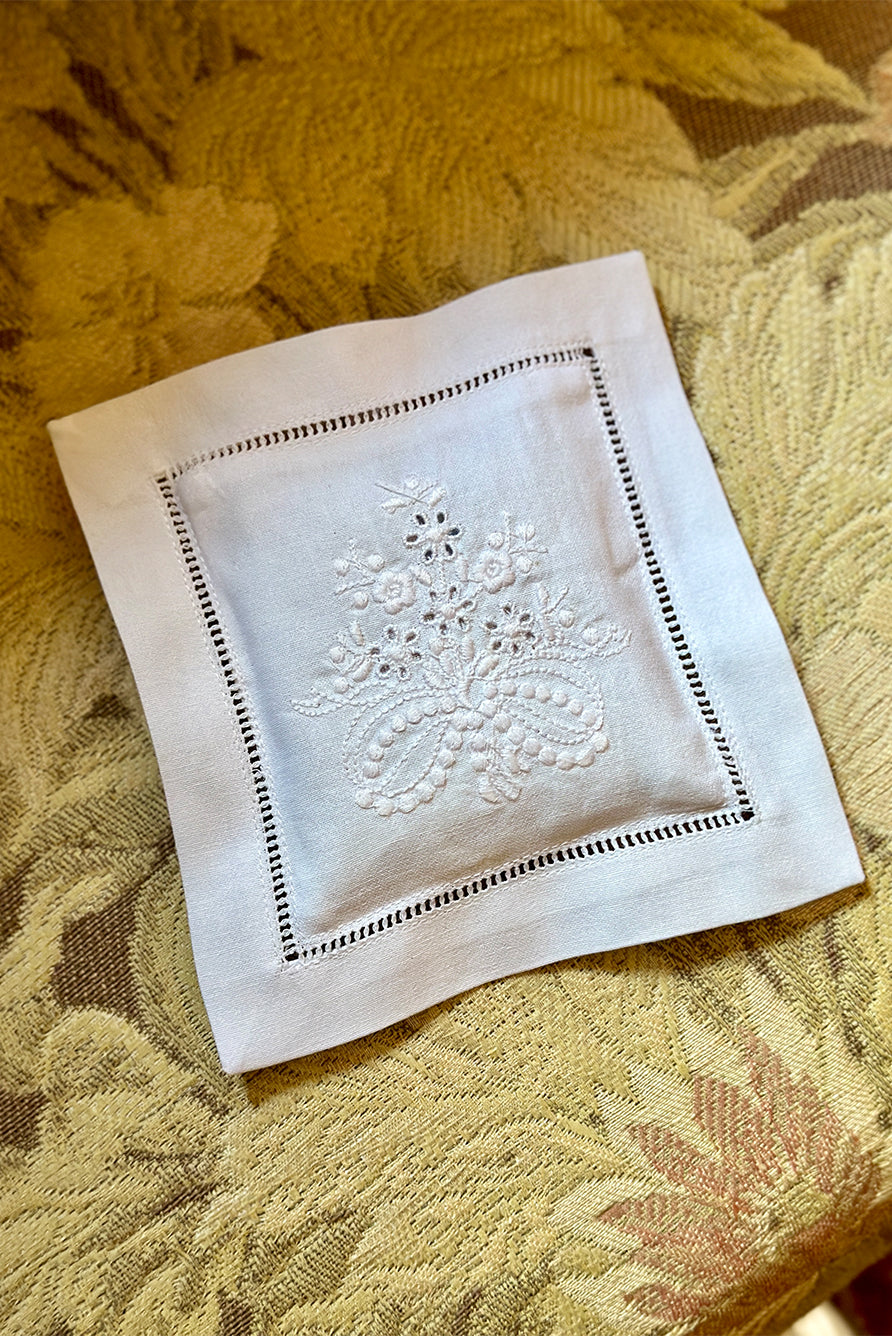 Embroidered Bouquet Cotton Lavender Sachet 