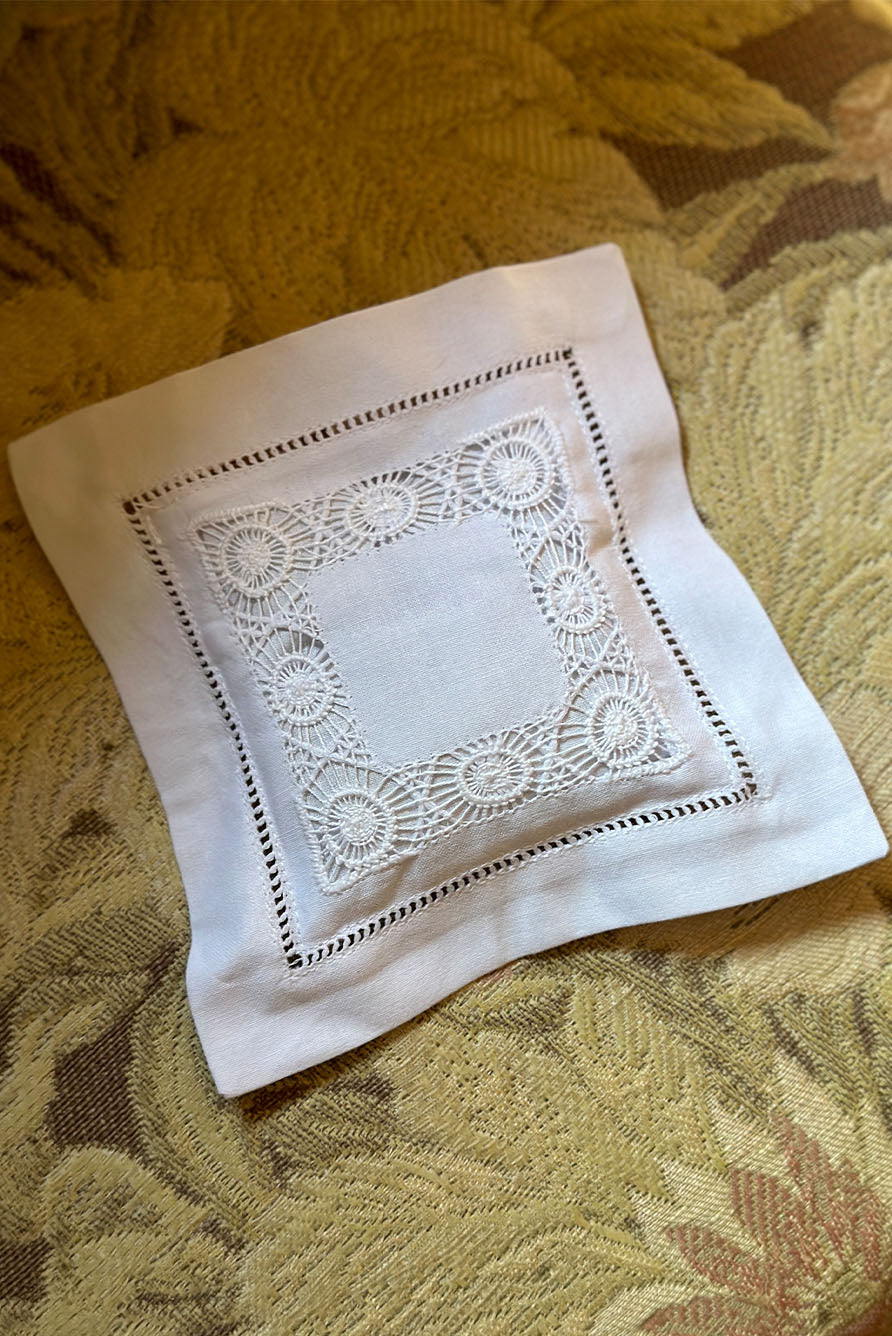Embroidered Square Lace Cotton Lavender Sachet 