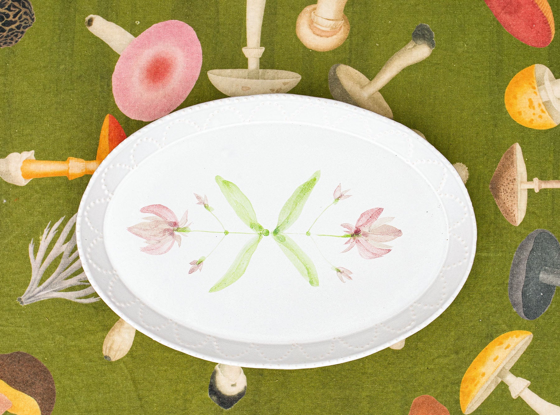 Exclusive Light Pink Cyclamen 'Bloom' Platter, 22cm x 32cm