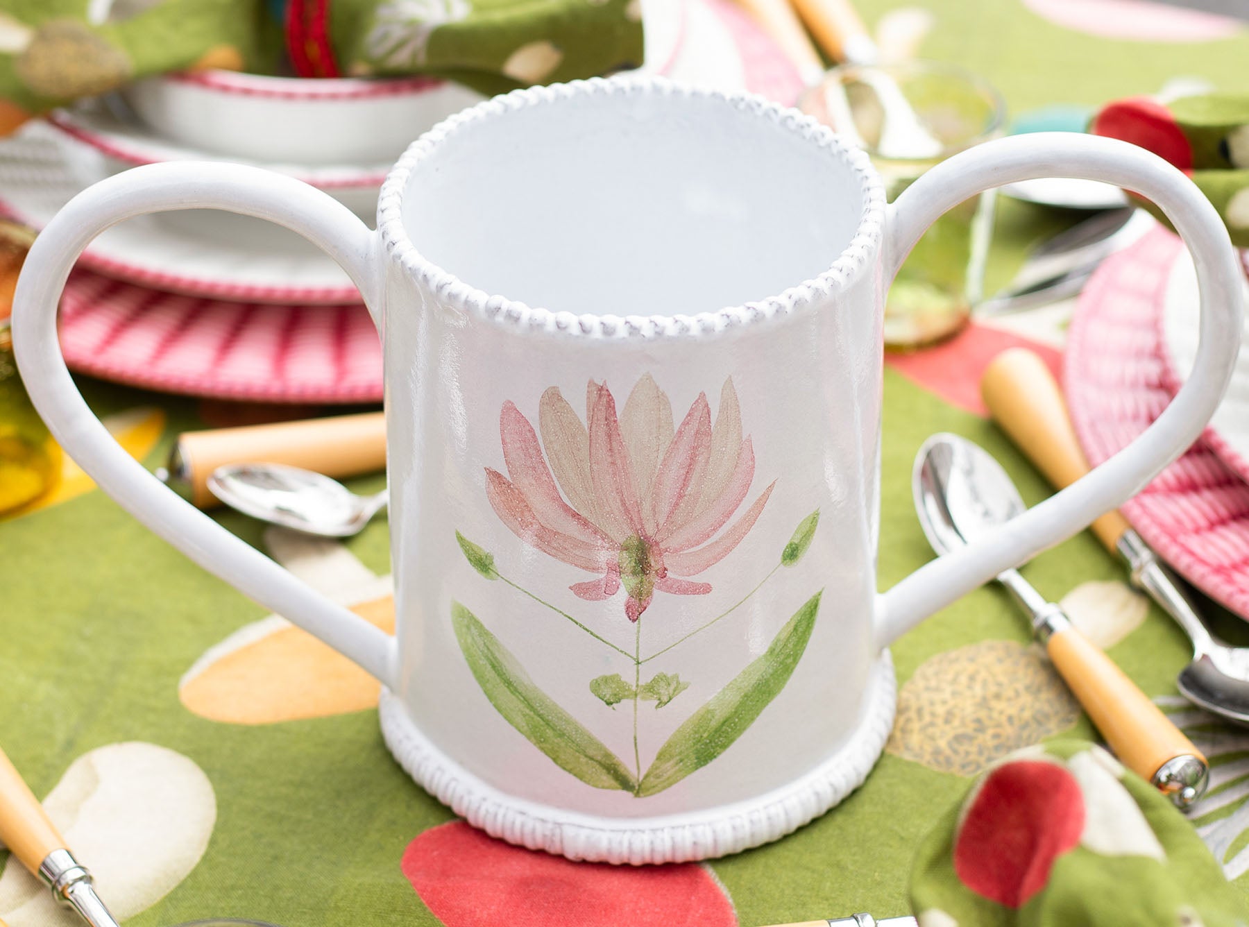 Exclusive Pink Autumn Crocus 'Bloom' Vase with Handles, 12cm x 30cm