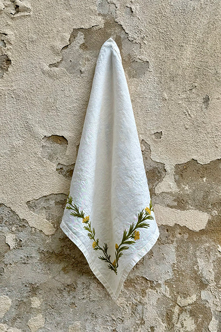 Embroidered Fennel Flower Linen Napkin, 50x50cm