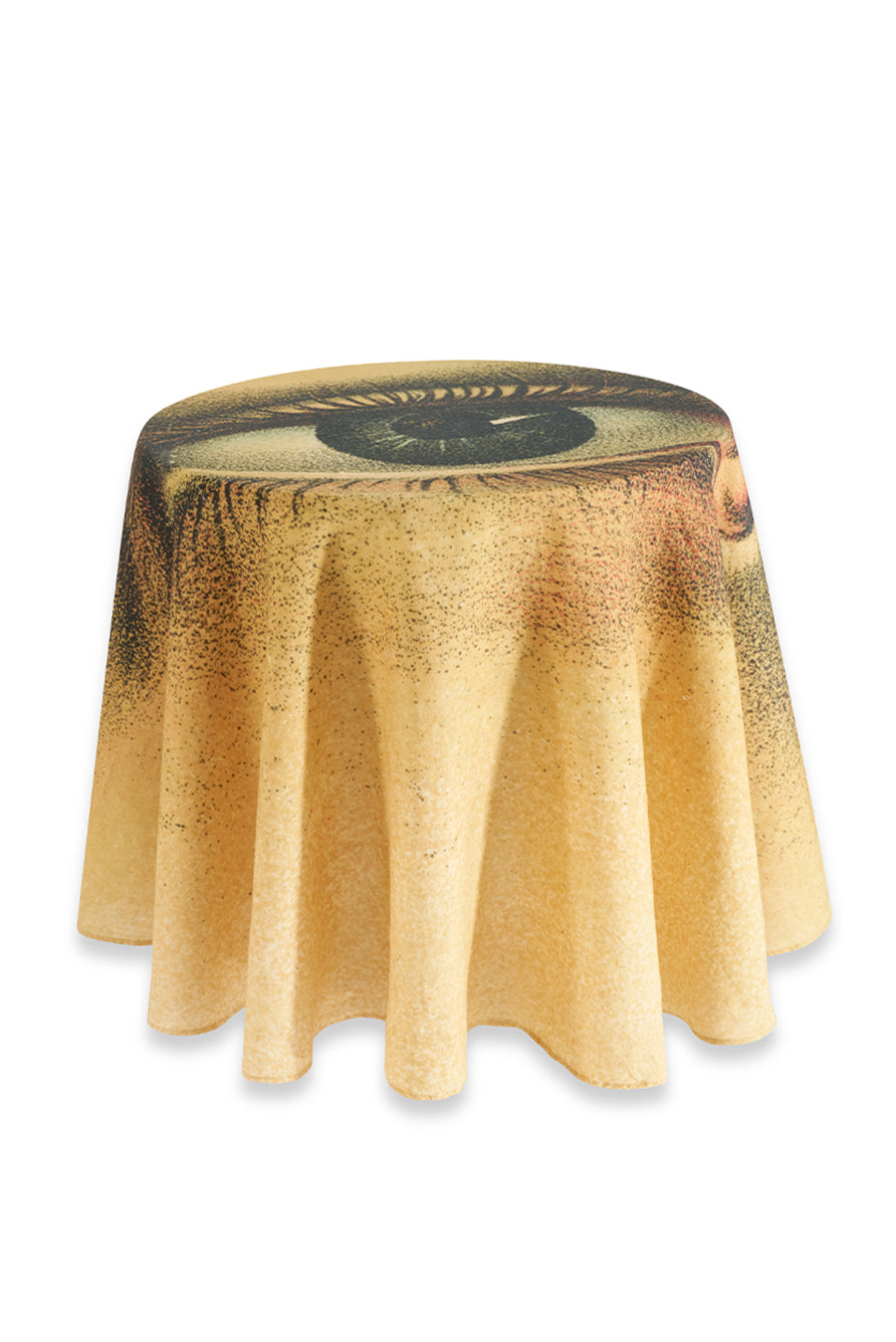 S&B x John Derian 'Eye' Round Occasional Linen Tablecloth, 165cm