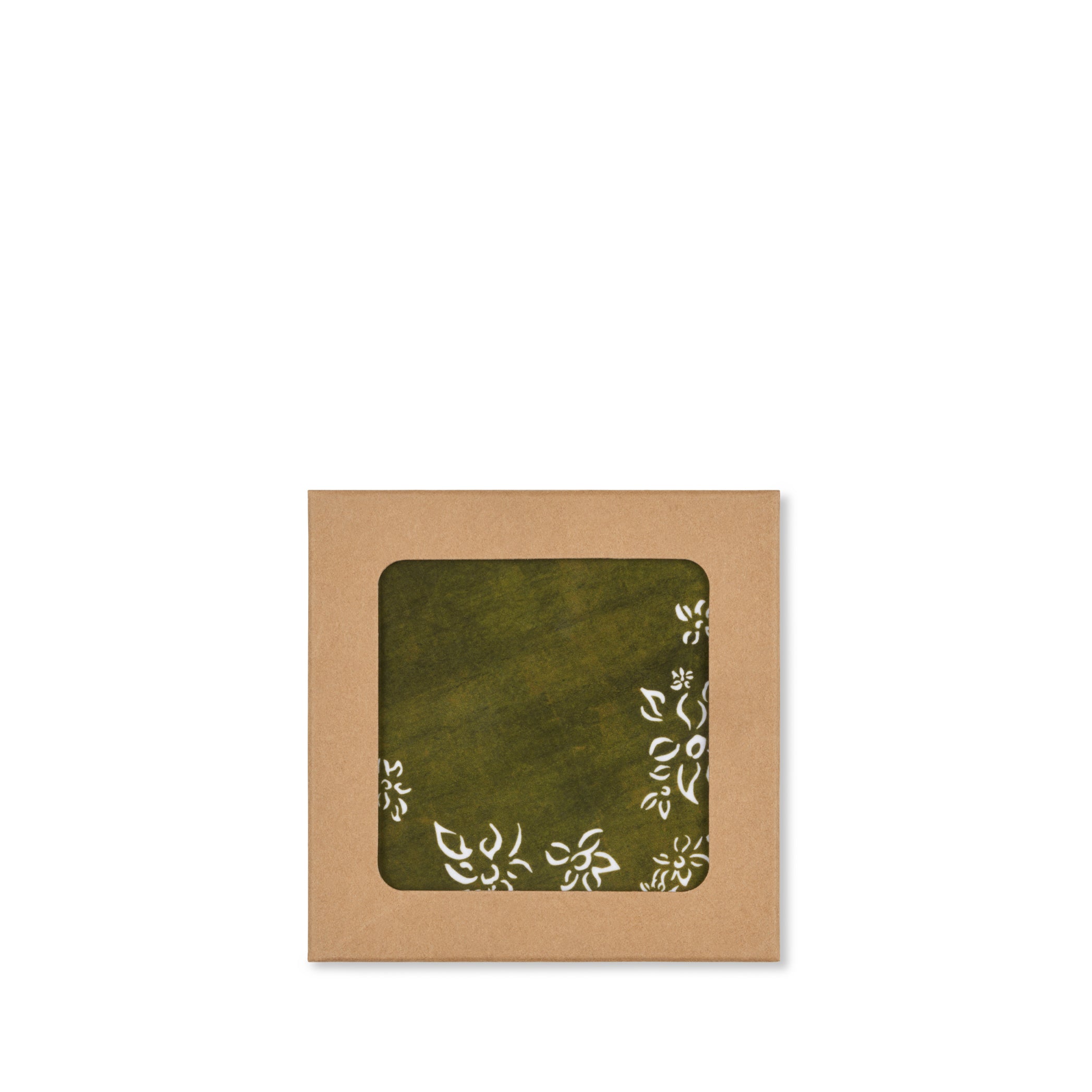 Set of 6 Falling Flower Cork-Backed Coasters in Avocado Green