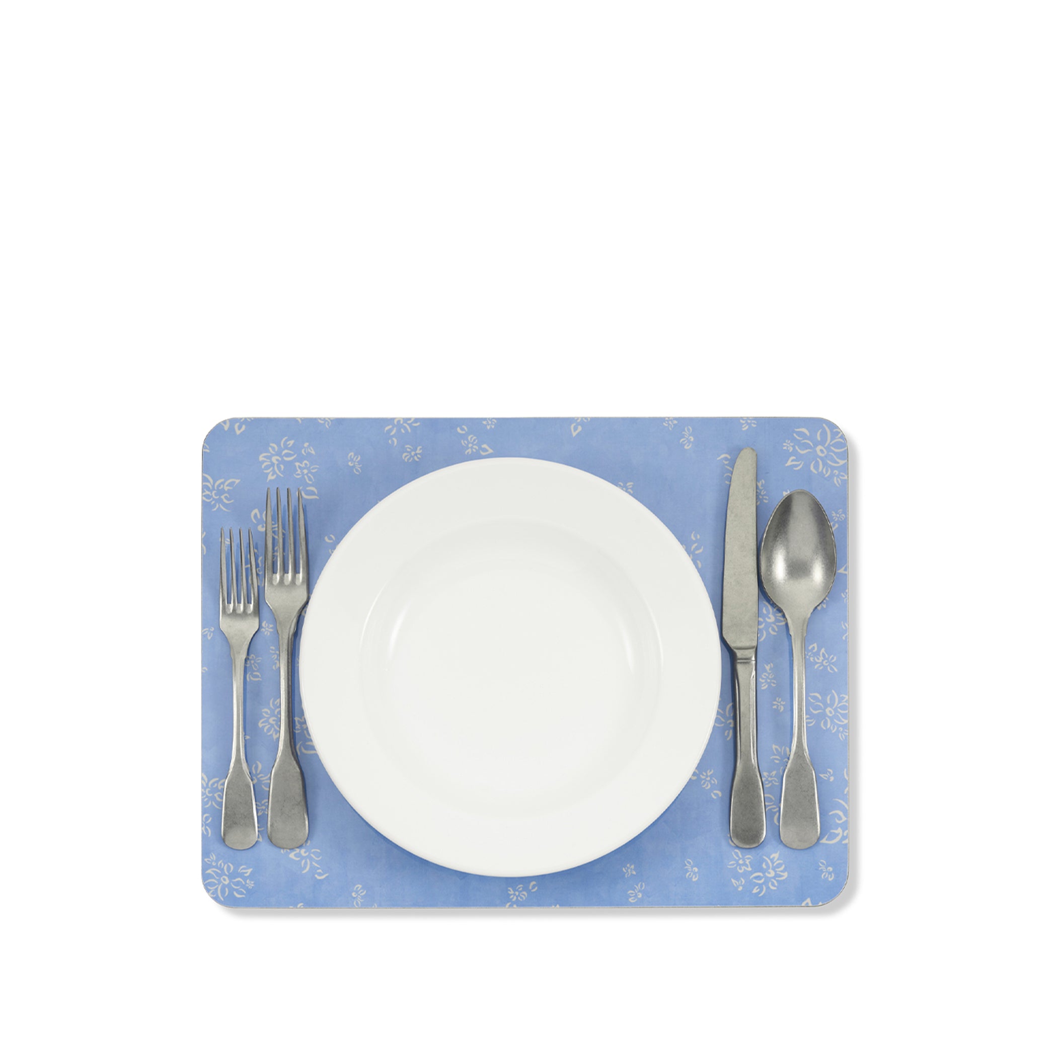 Falling Flower Cork-Backed Placemat in Pale Blue, 29 x 38cm