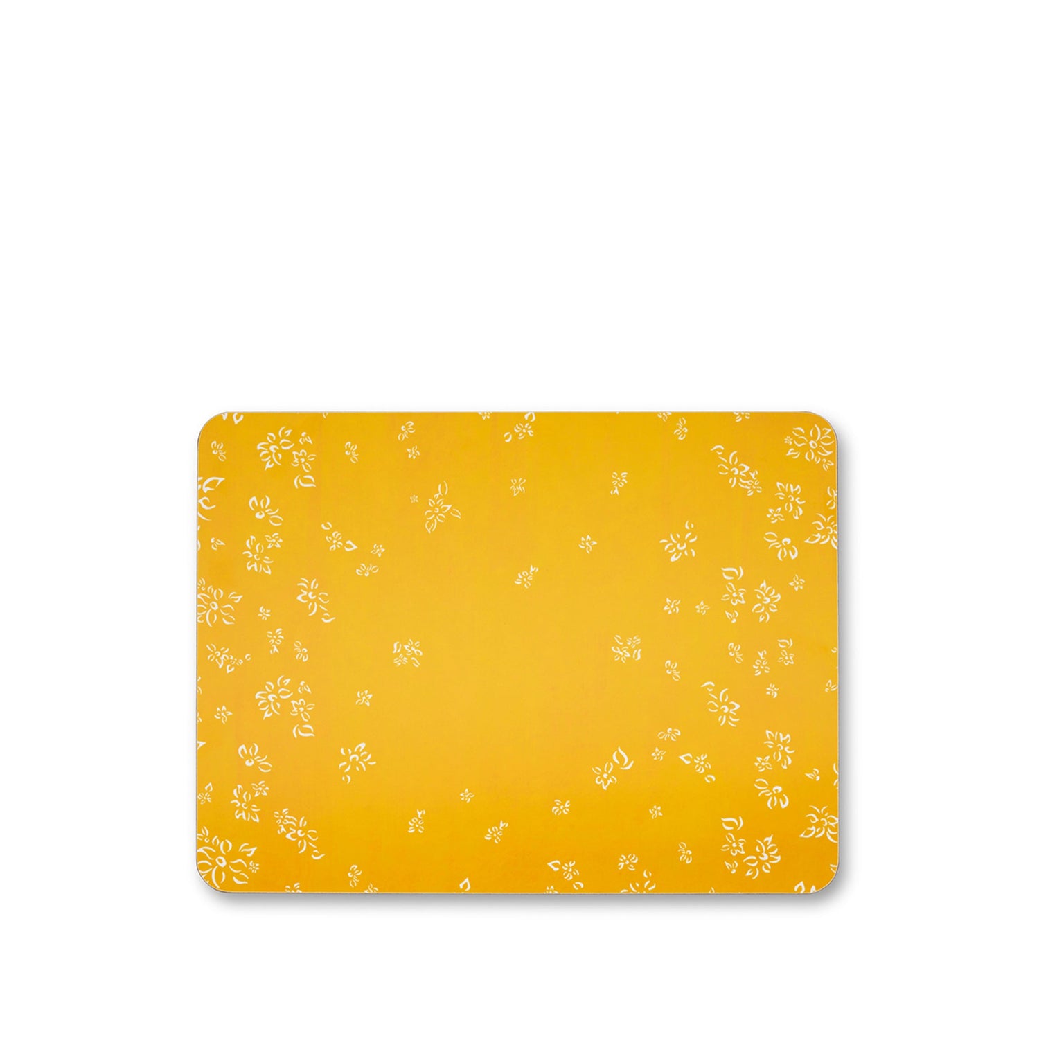 Set of Six Falling Flower CorkBacked Coasters in Lemon Yellow