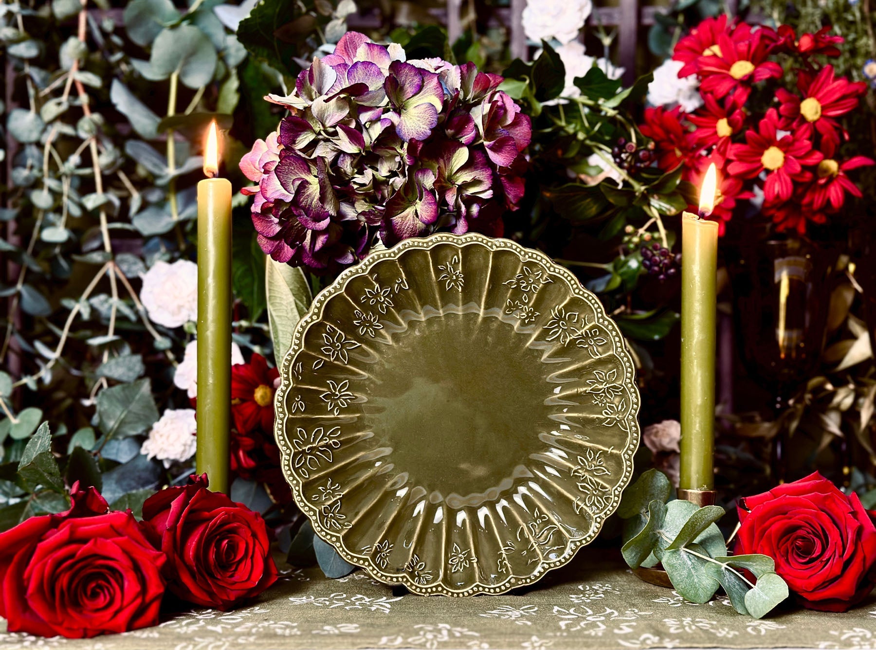 Bernadette's Falling Flower Green Soup Bowl, 22cm