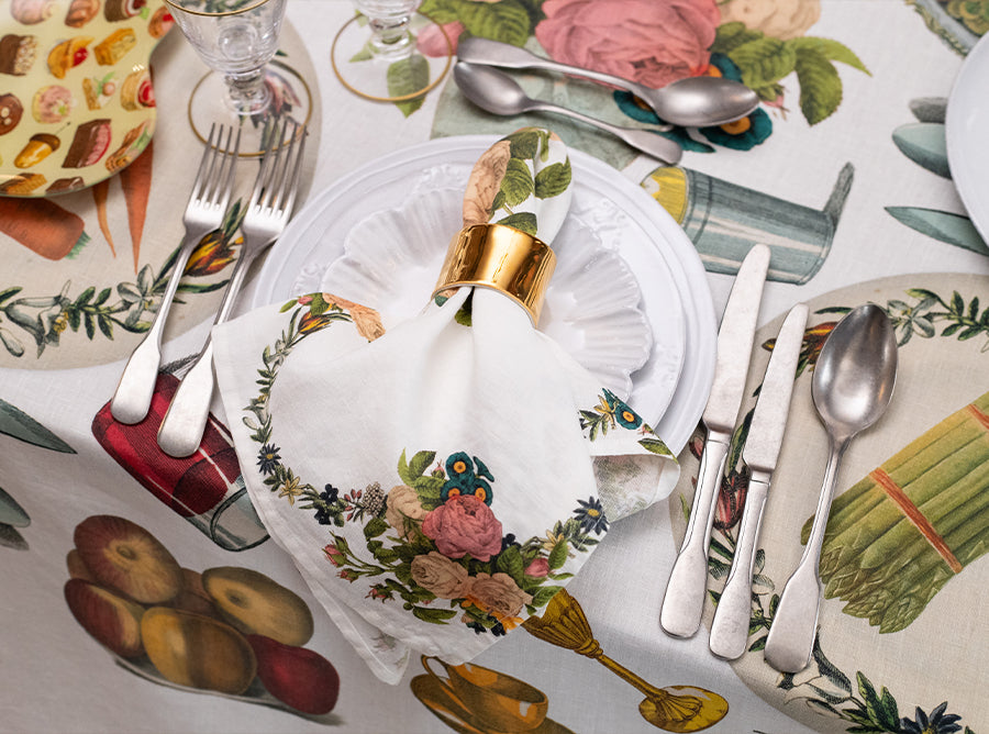 S&B x John Derian 'Feast' Linen Napkin, 50x50cm