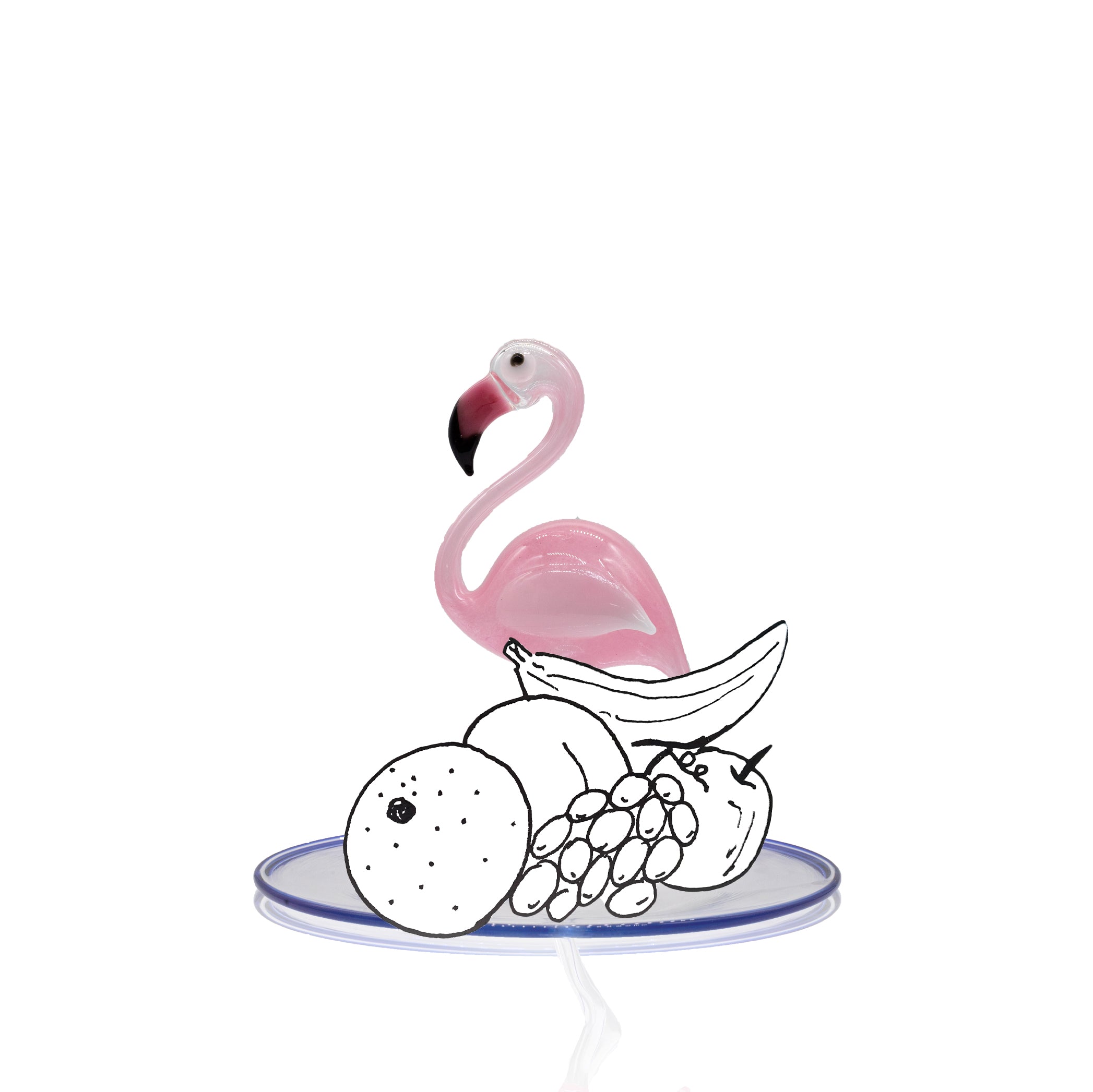 Handblown Glass Flamingo Small Platter, 21cm