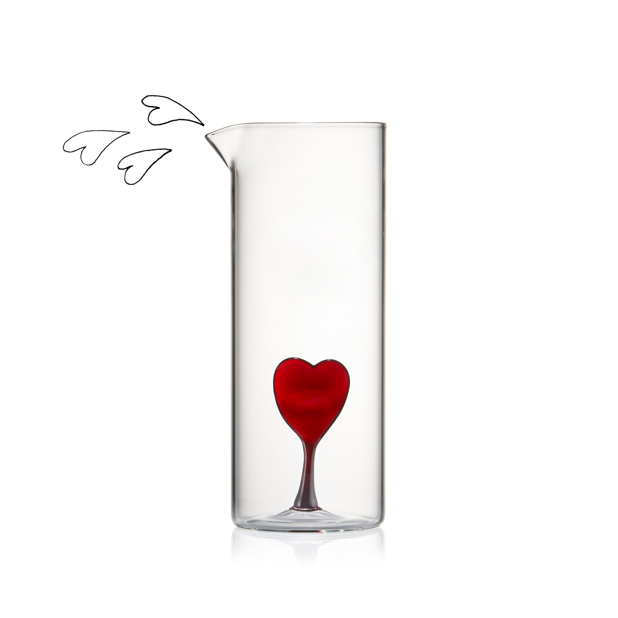 Handblown Murano Glass Floating Heart Carafe, 23cm