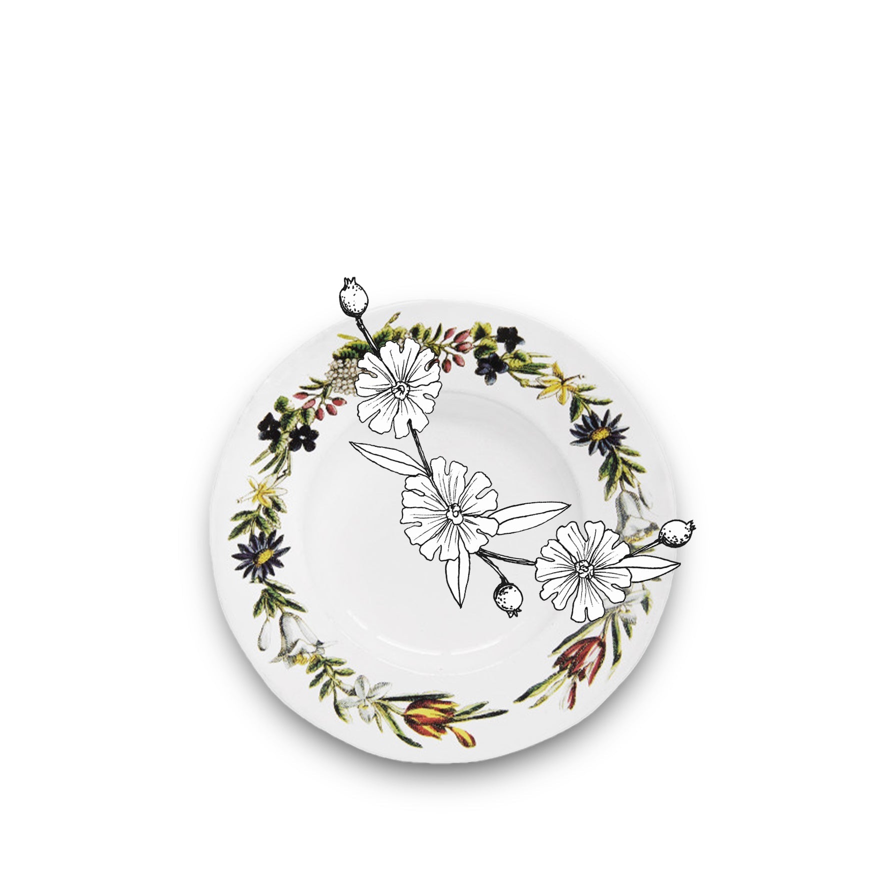 Floral Crown Deep Plate, 22cm