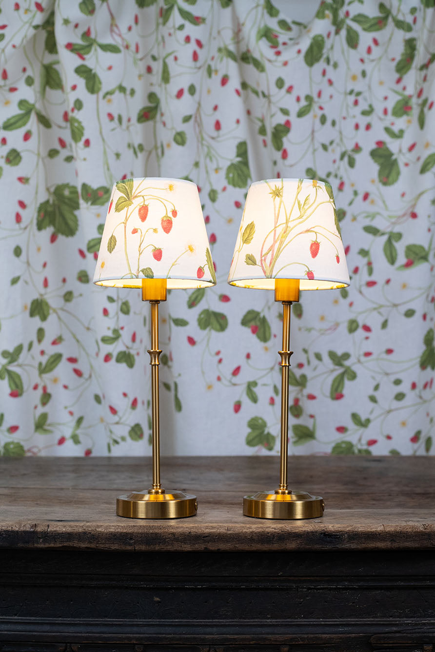 'Fraises des Bois' Linen French Drum Lampshade, 13cm