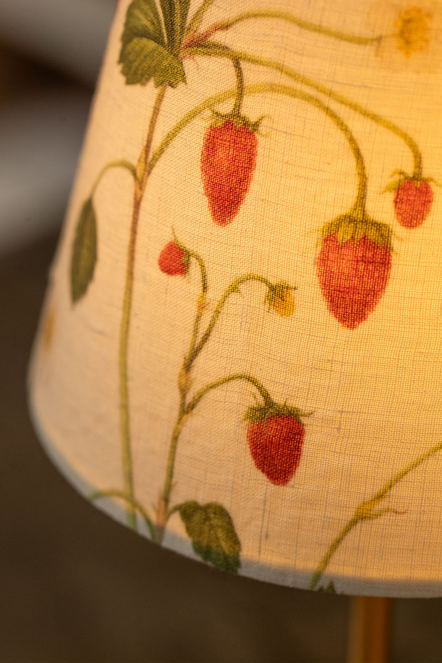'Fraises des Bois' Linen French Drum Lampshade, 13cm